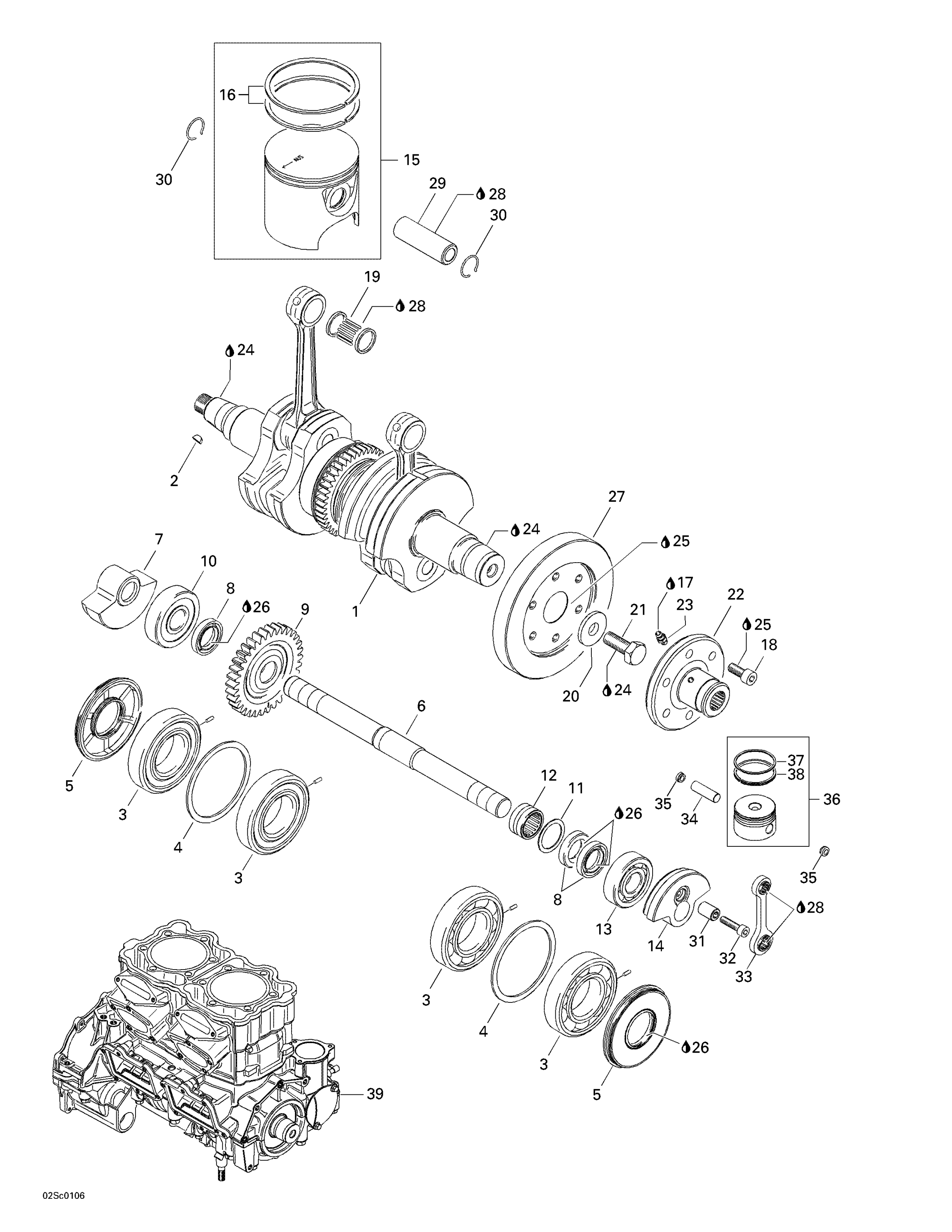Схема узла: Crankshaft And Pistons