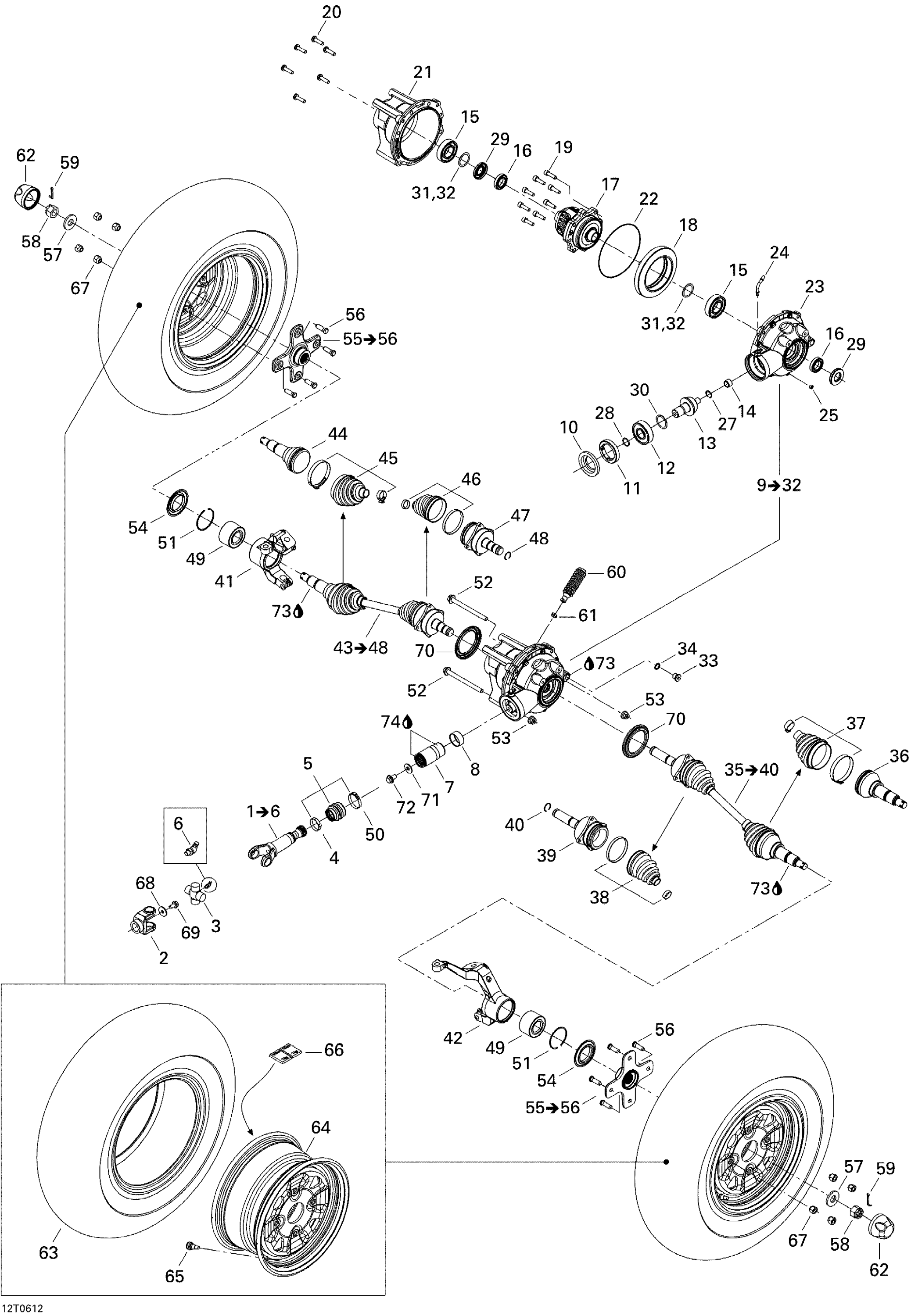 Схема узла: Drive System, Front XT