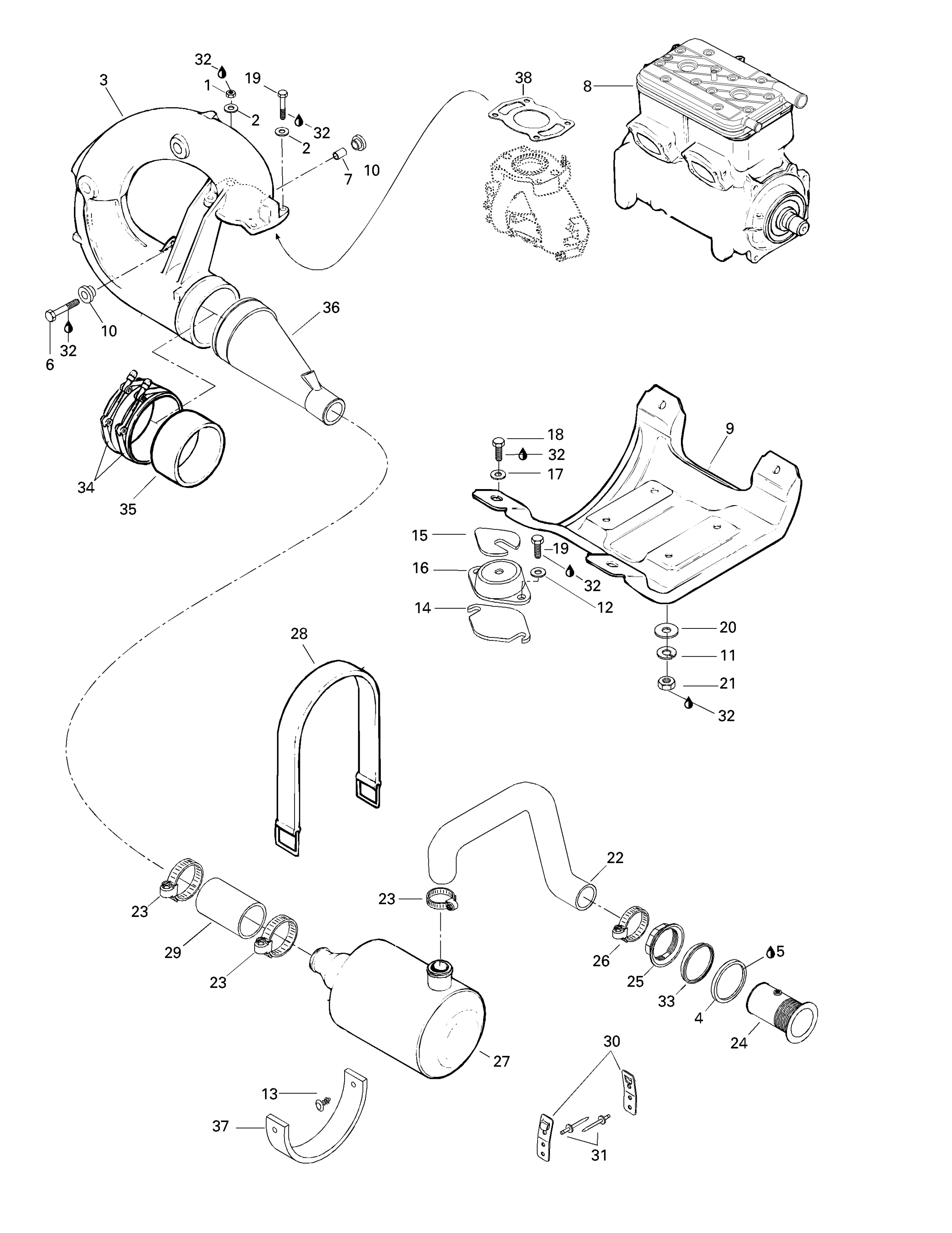 Схема узла: Engine Support And Muffler