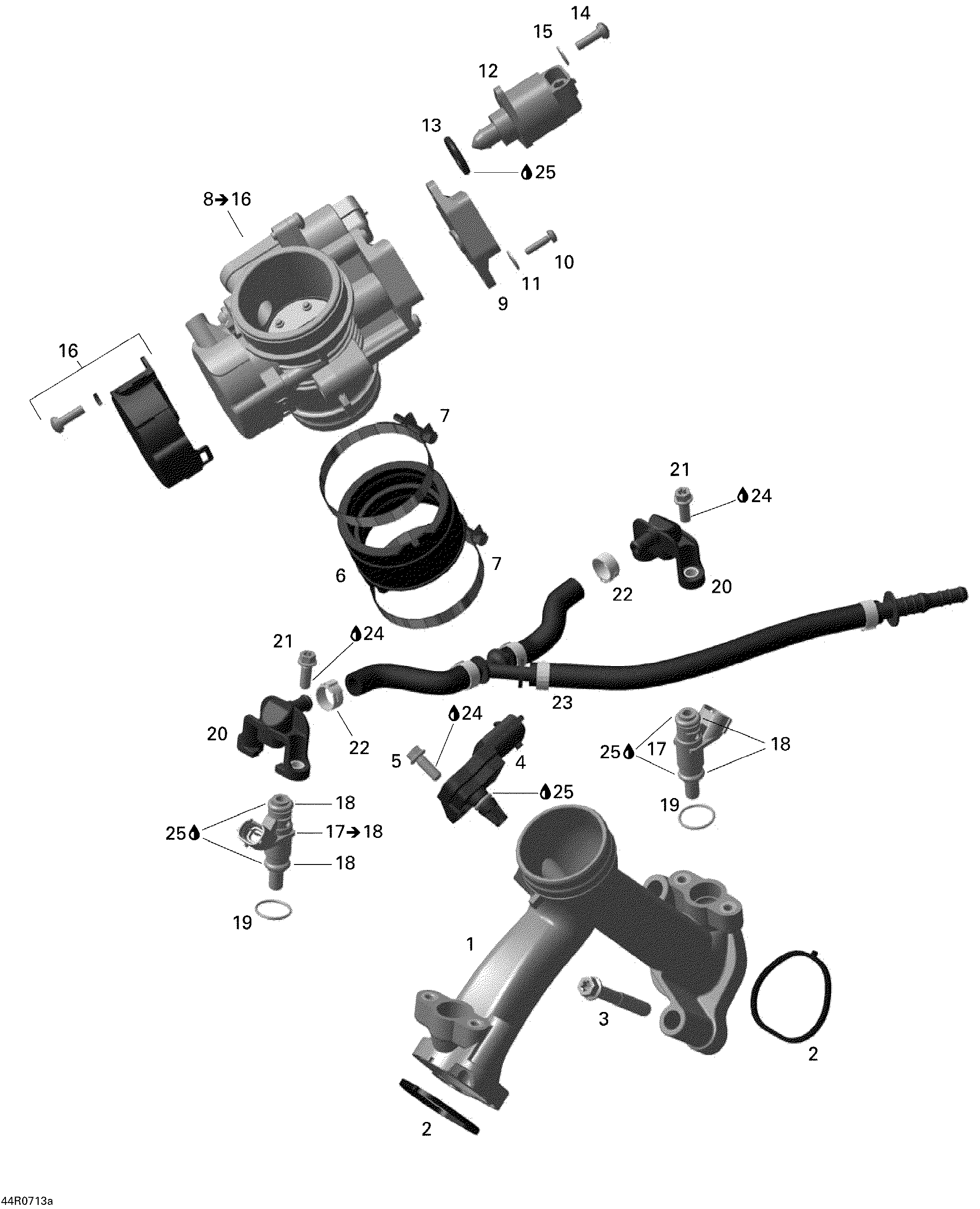 Схема узла: Intake Manifold And Throttle Body OUTLANDER 800EFI