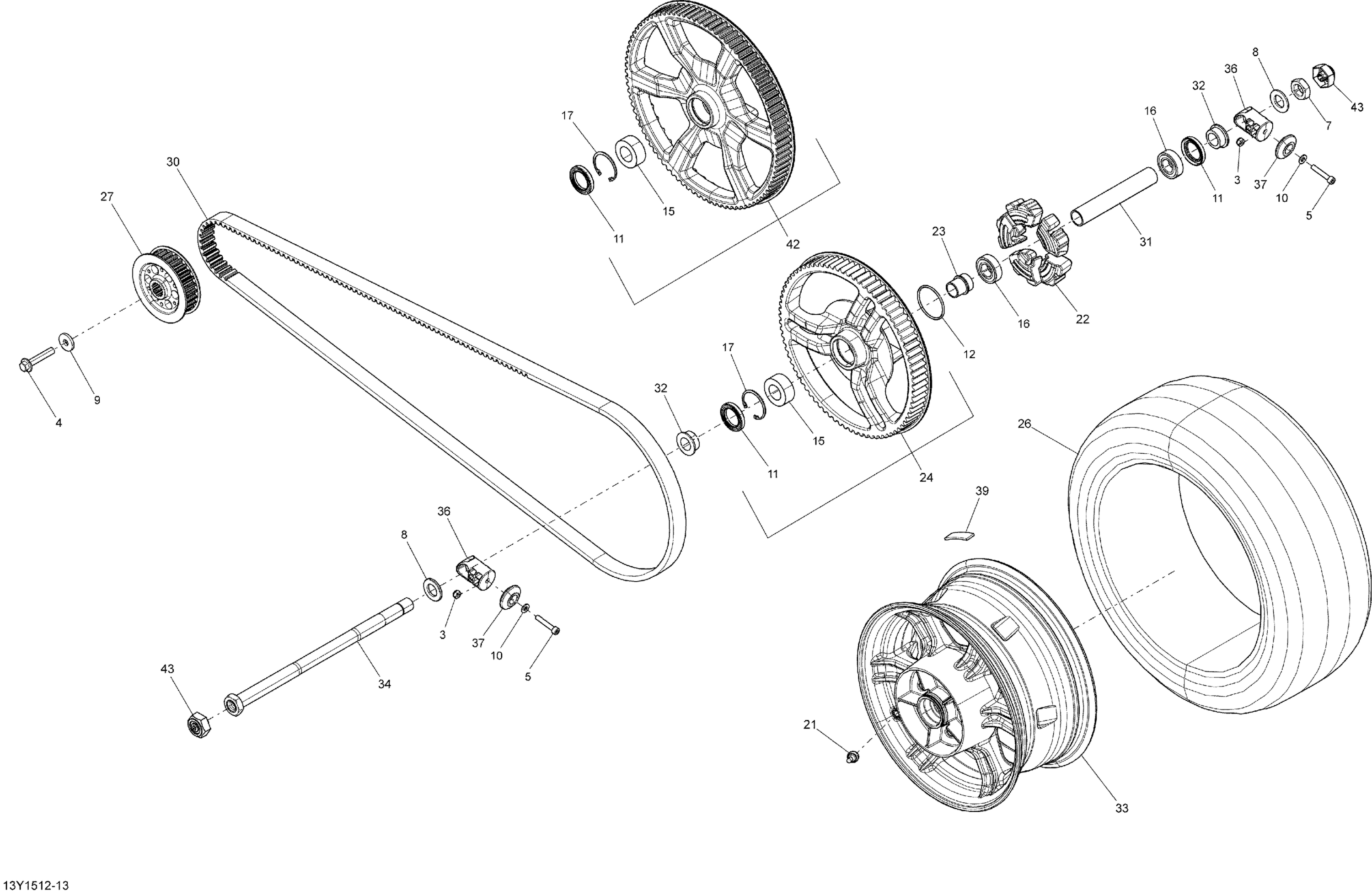 Схема узла: Drive System, Rear _13Y1513