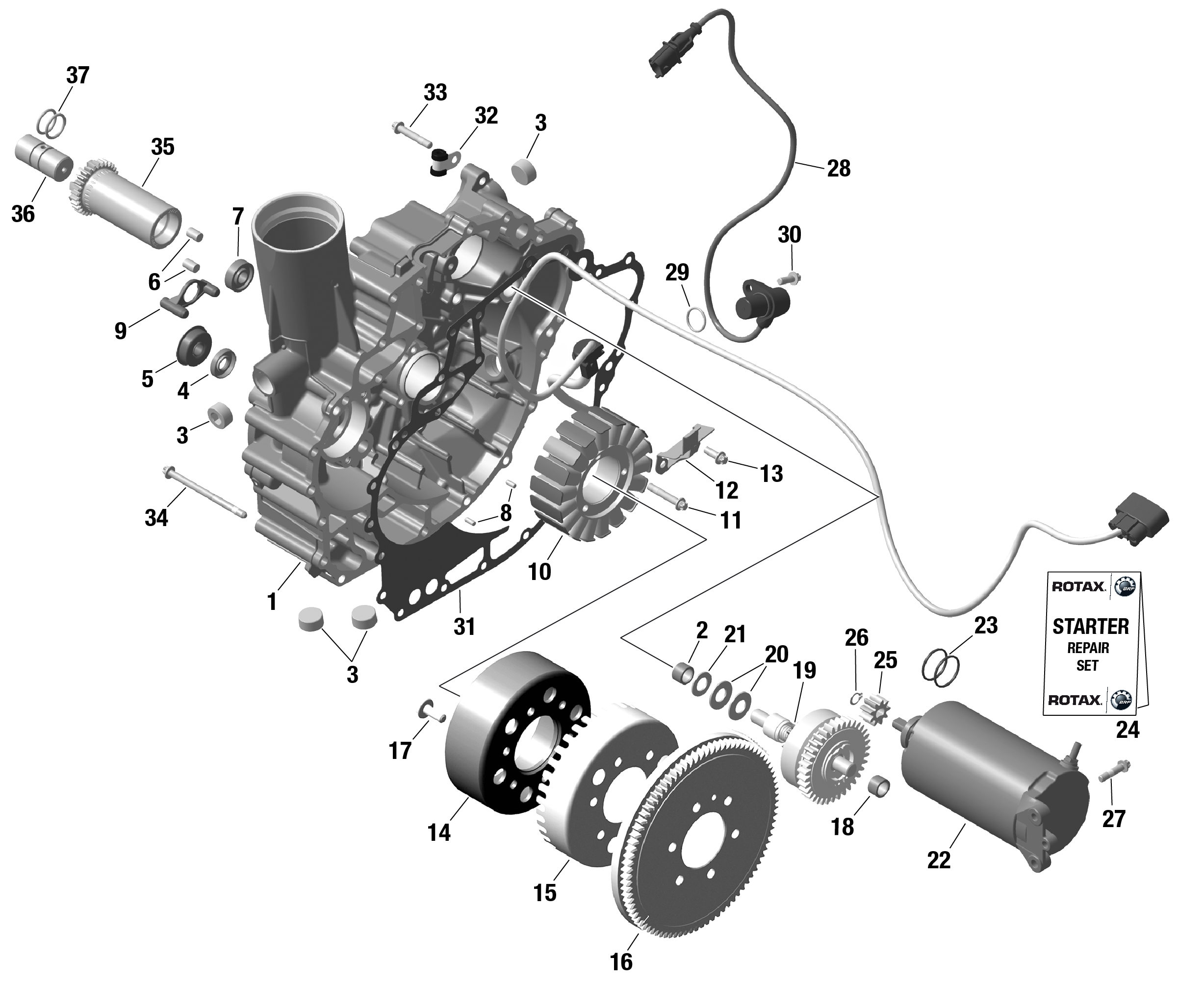 Схема узла: ROTAX - Magneto and Electric Starter - NO IDF