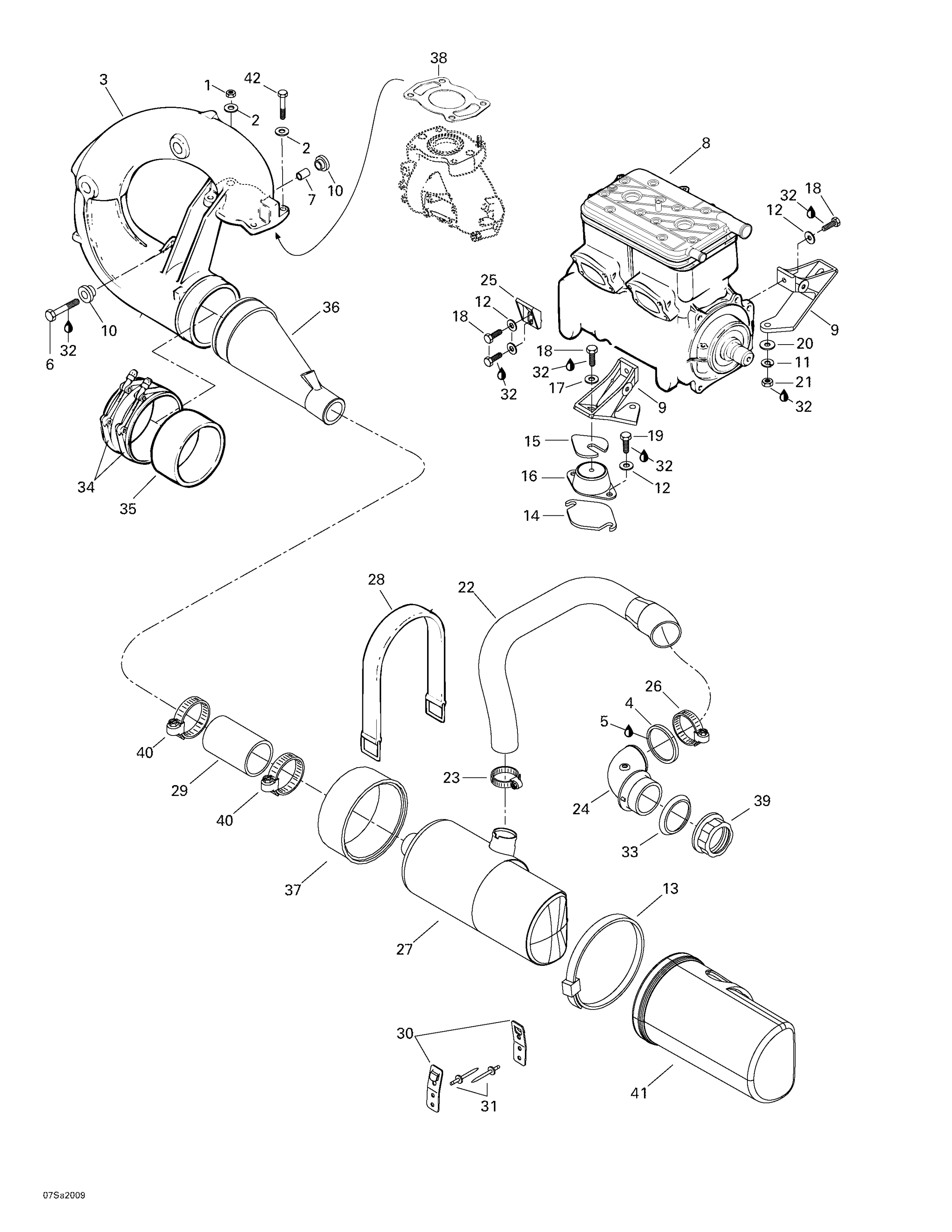 Схема узла: Engine Support And Muffler
