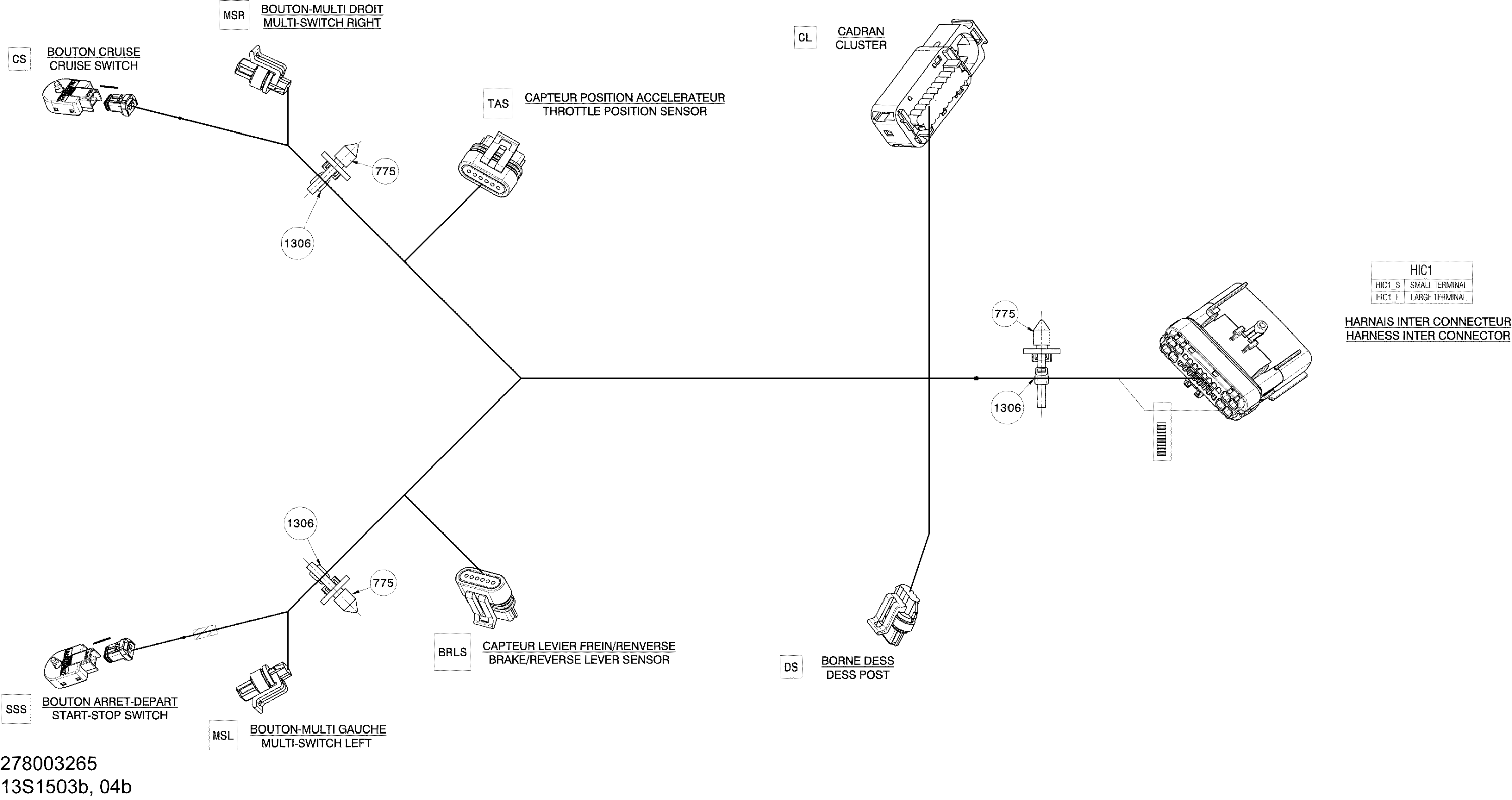 Схема узла: Electrical Harness - Steering Harness - 278003265 (Refer to Electrical System for Model)