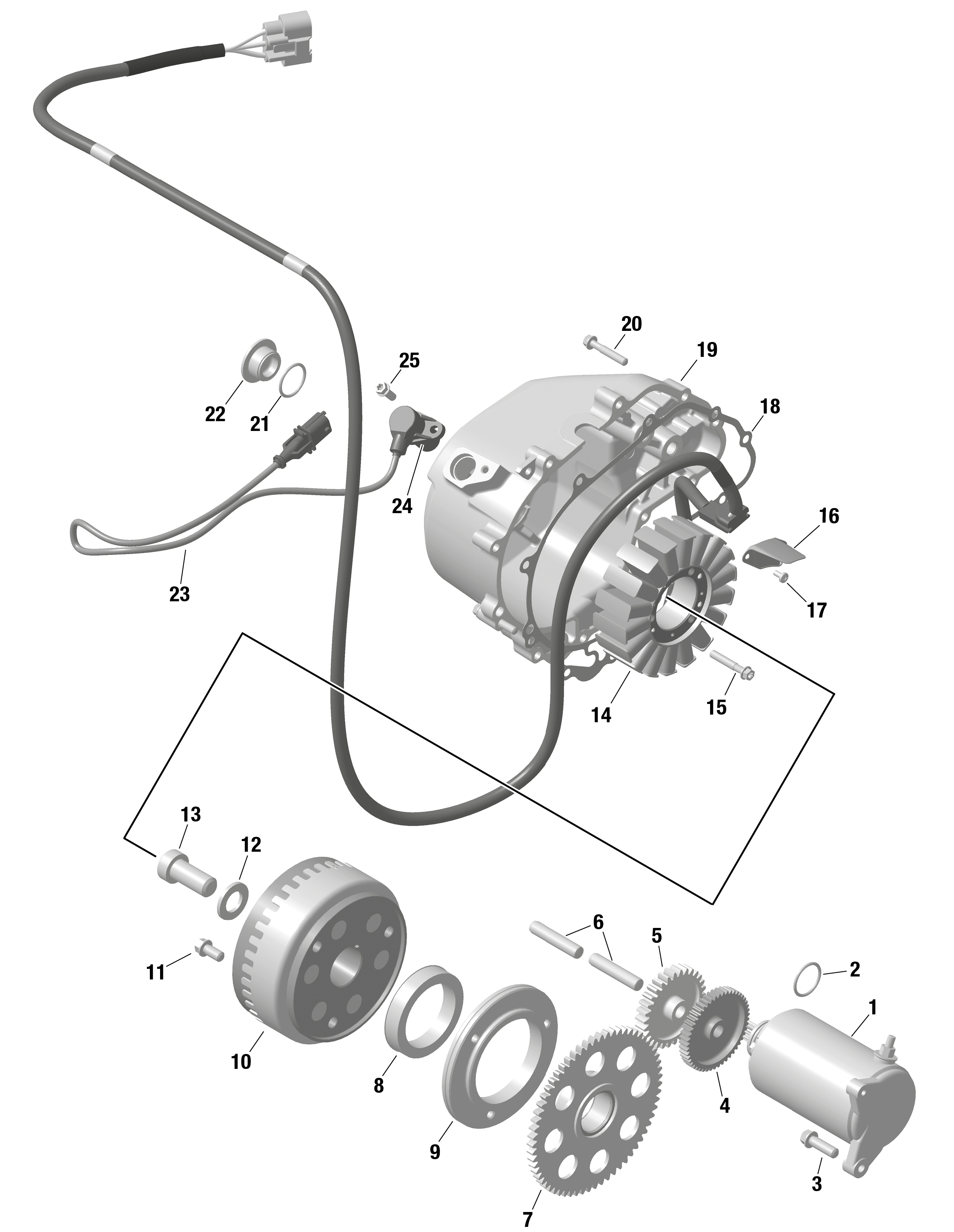 Схема узла: ROTAX - Magneto and Electric Starter