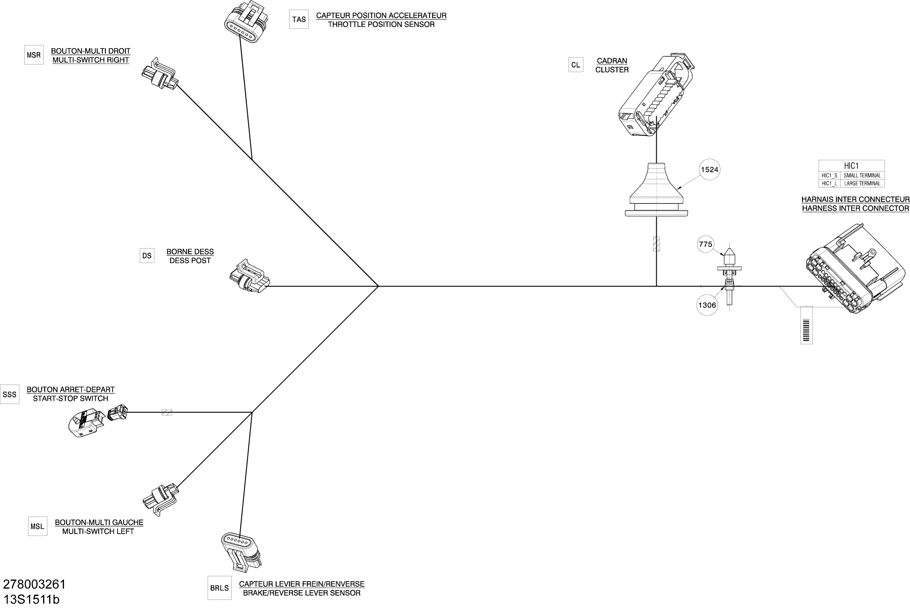 Схема узла: Electrical Harness - Steering Harness - 278003261 (Refer to Electrical System for Model)