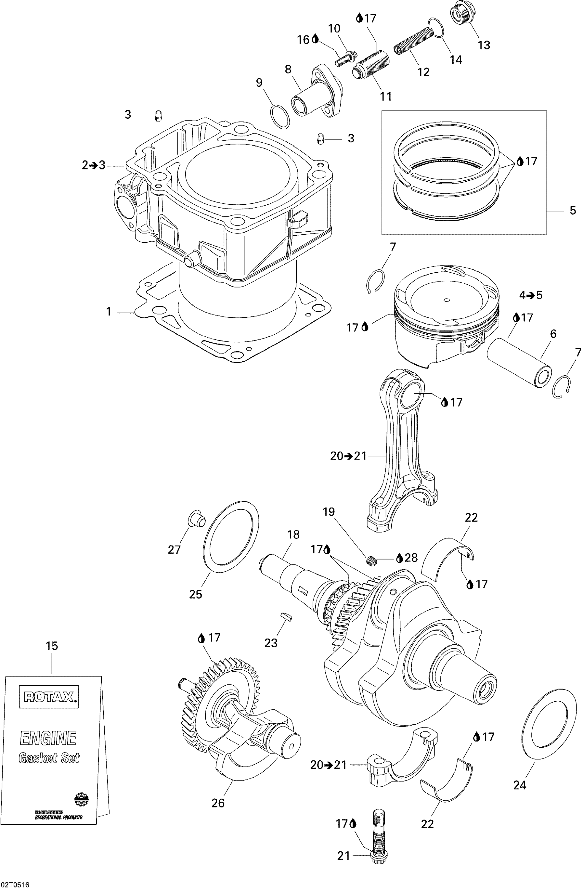 Схема узла: Crankshaft, Piston And Cylinder