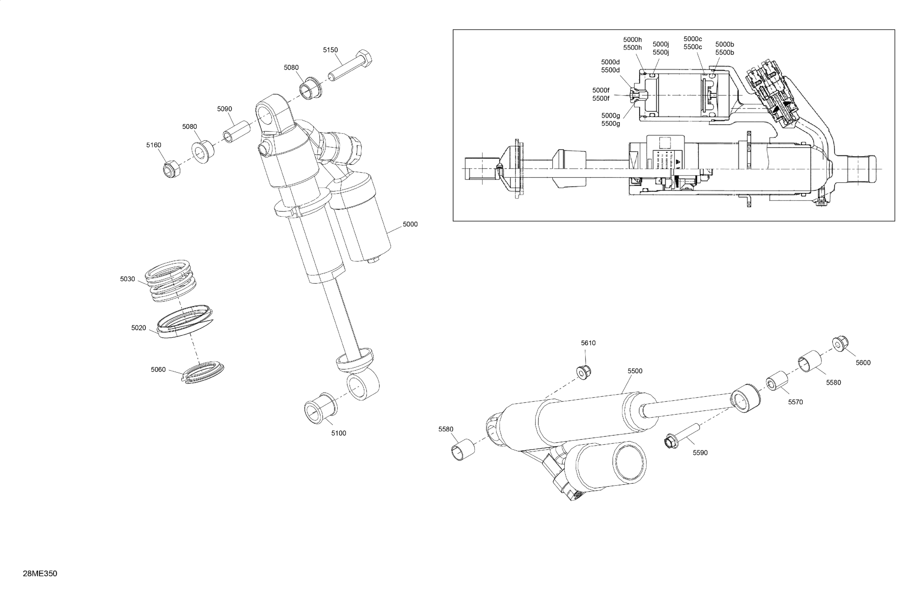 Схема узла: Suspension - Rear Shocks