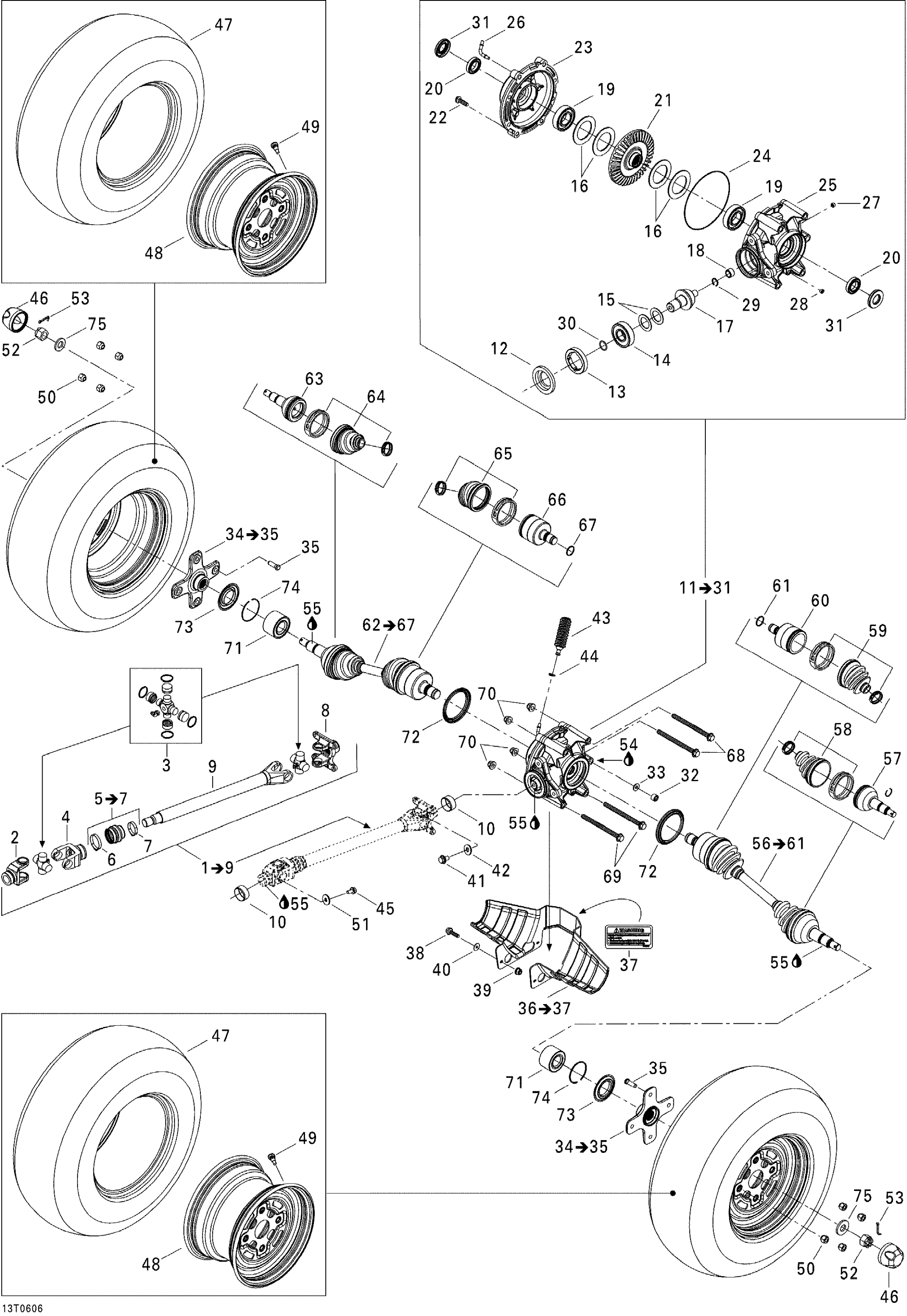 Схема узла: Drive System, Rear, STD