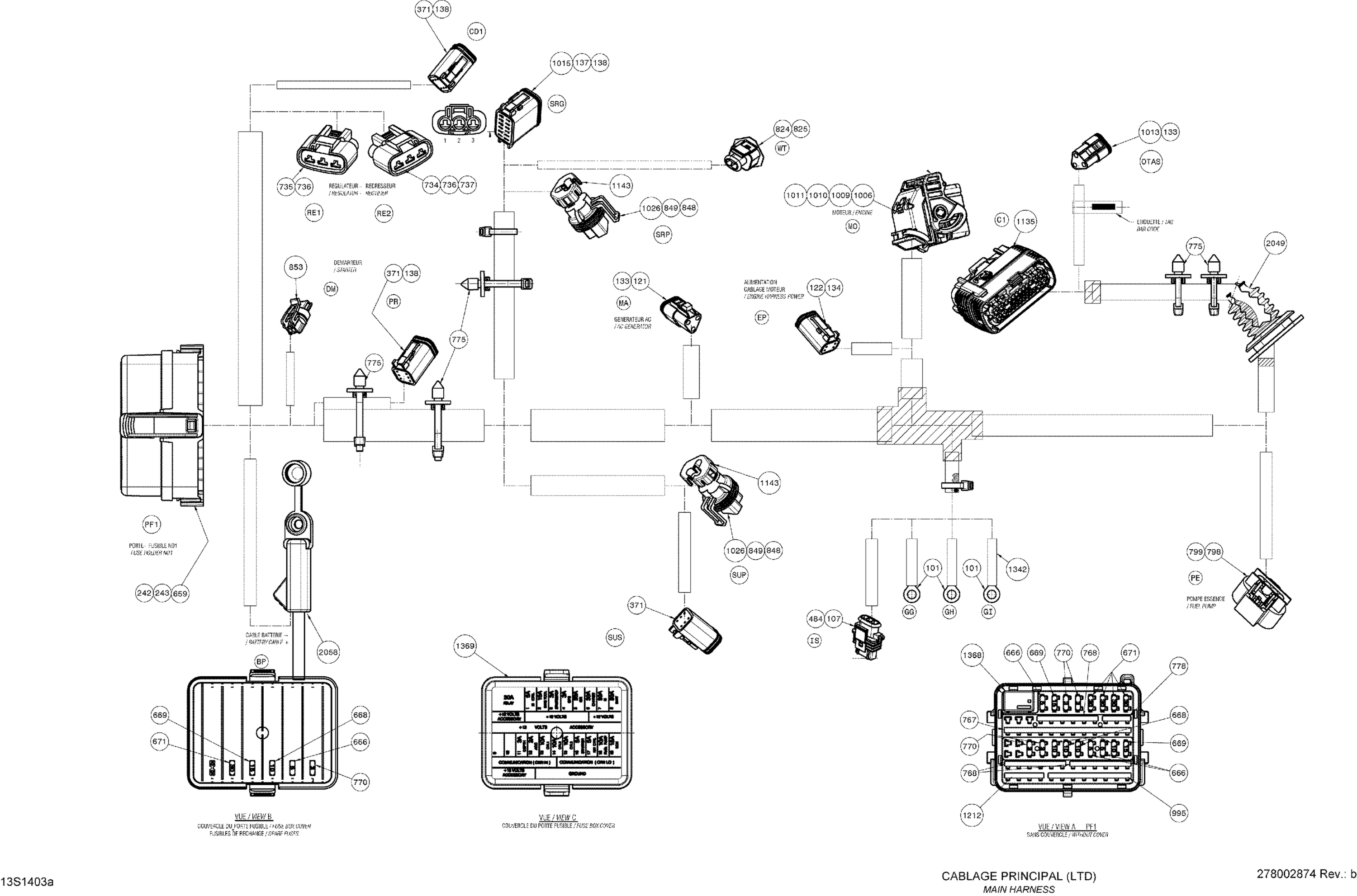 Схема узла: Electrical Harness Main Harness_13S1403a