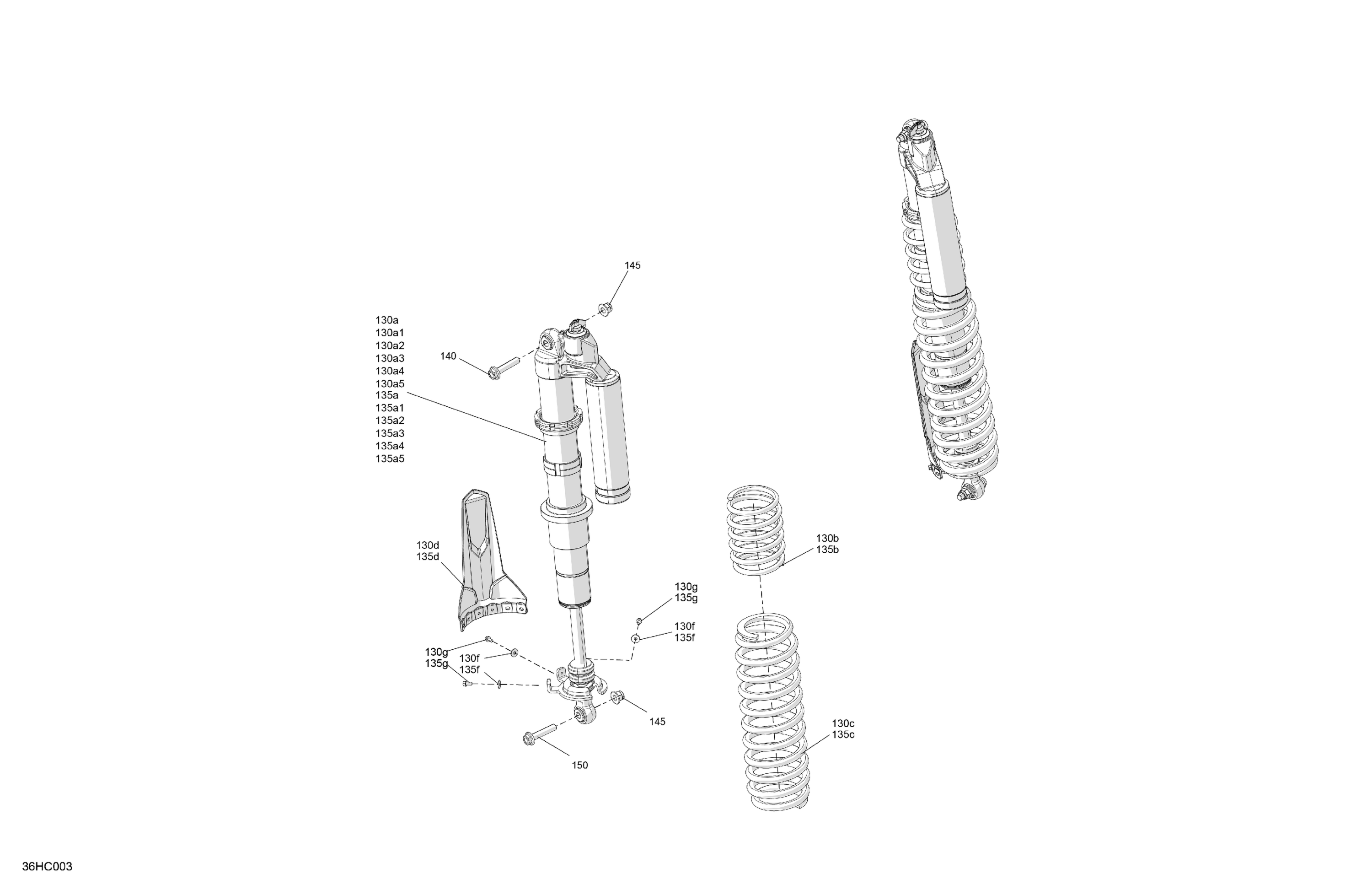 Схема узла: Suspension - Rear Shocks