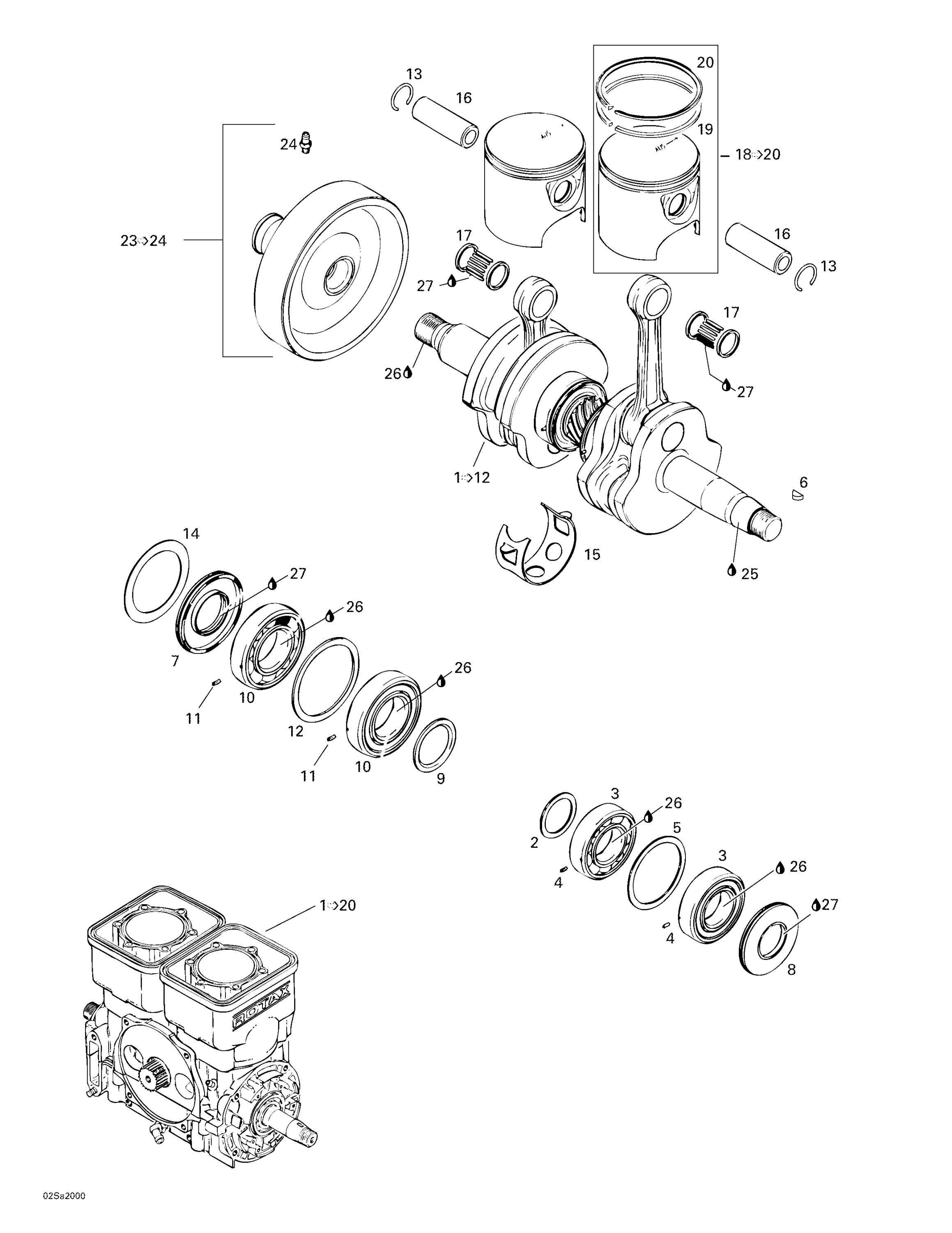 Схема узла: Crankshaft And Pistons