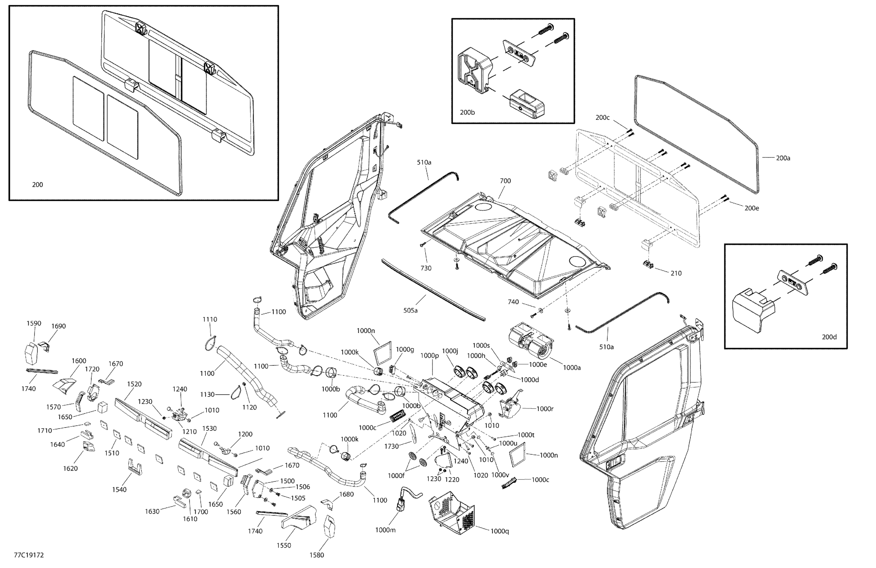 Схема узла: Enclosure Cab - XT CAB - Dash & Roof Section