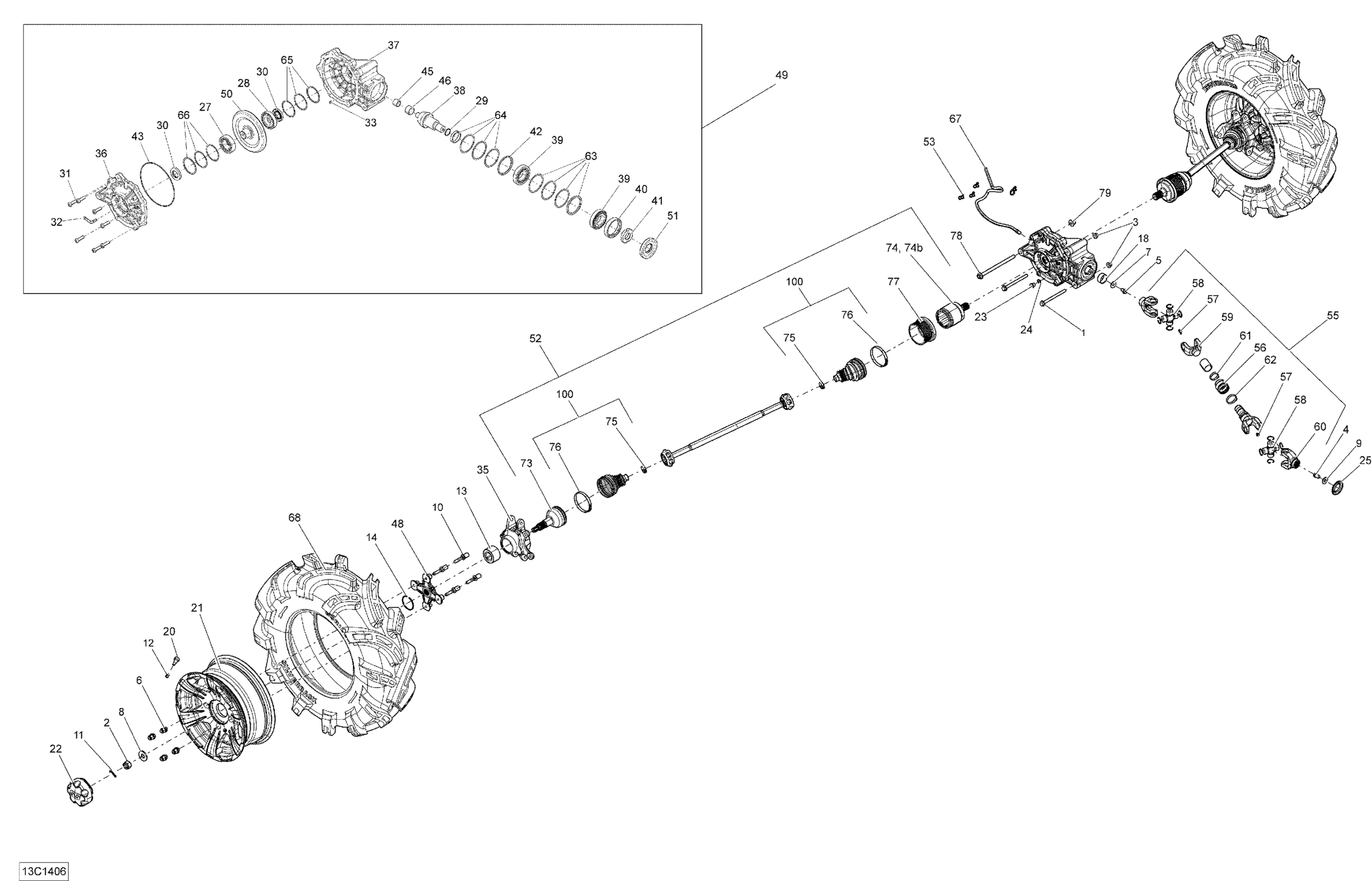 Схема узла: Drive System, Rear _13C1406