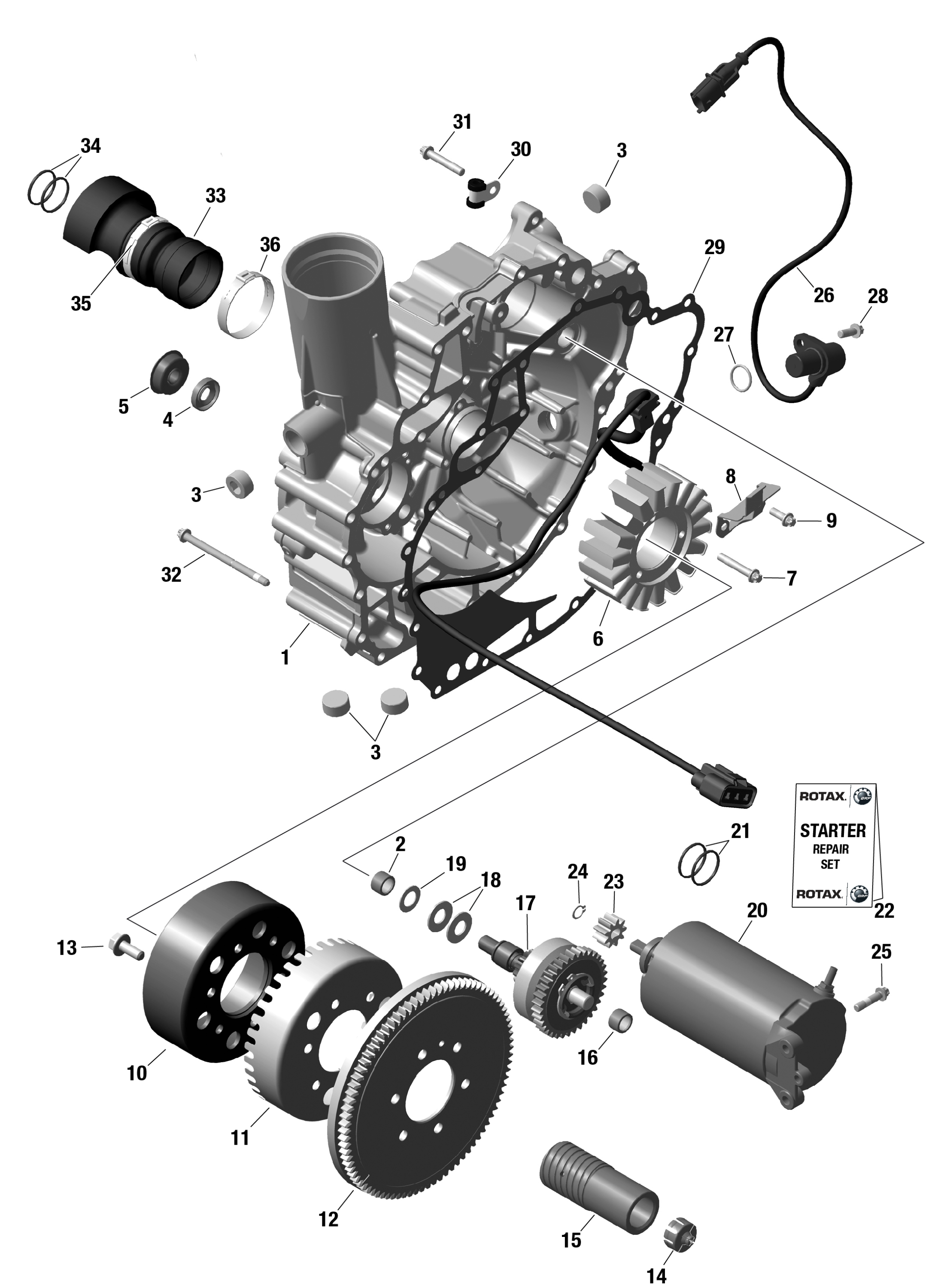 Схема узла: ROTAX - Magneto and Electric Starter No IDF