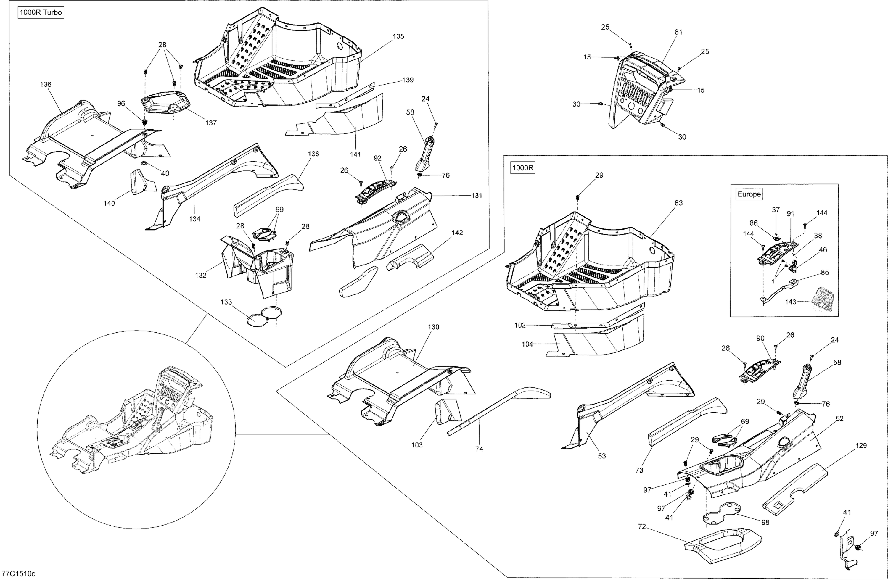 Схема узла: Cab Interior _Console_77C1510c