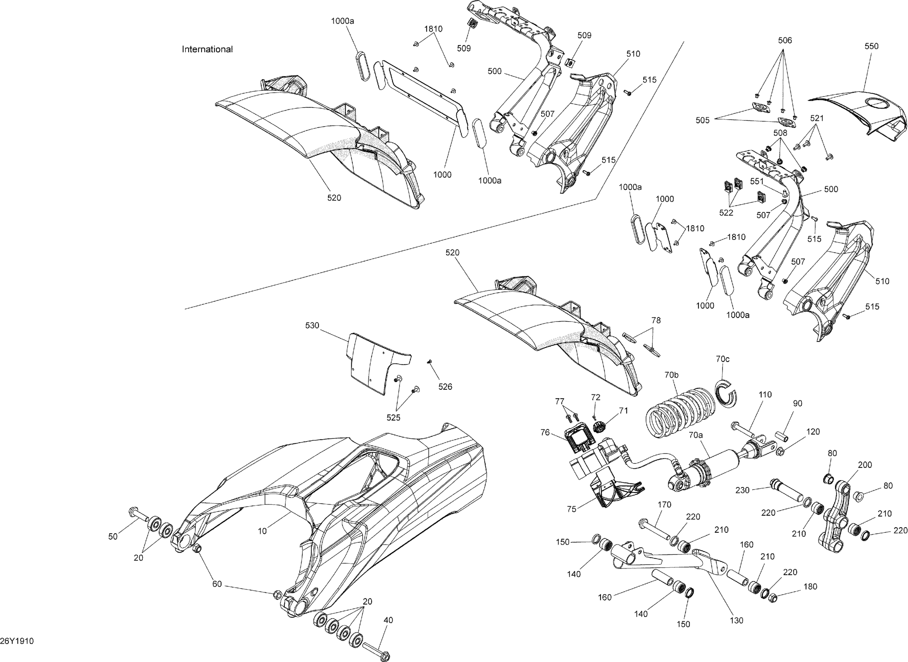Suspension - Rear - Swing Arm / Shock / Fender