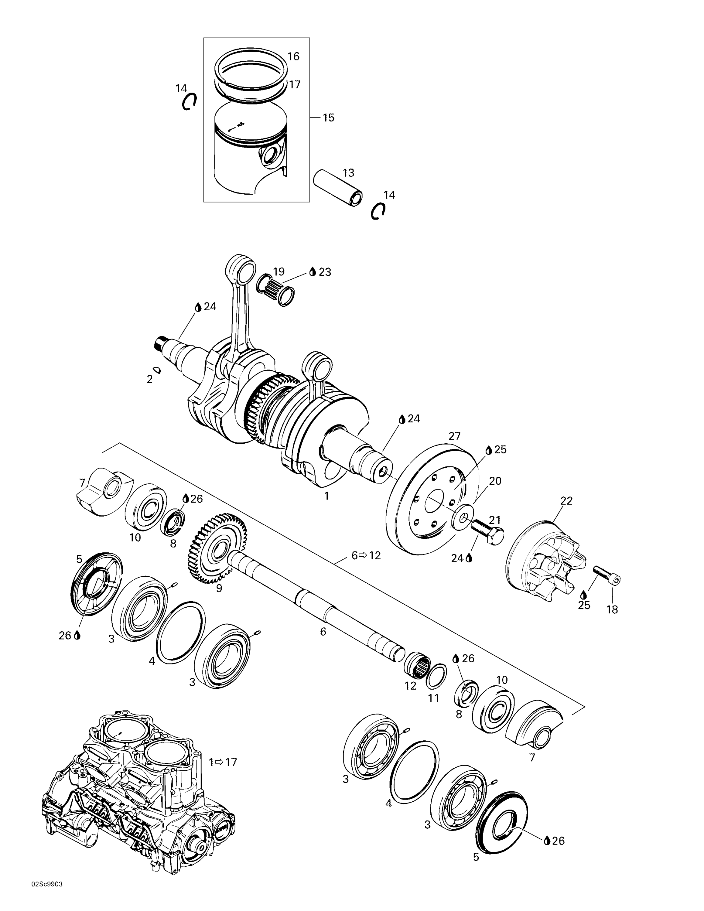 Схема узла: Crankshaft And Pistons