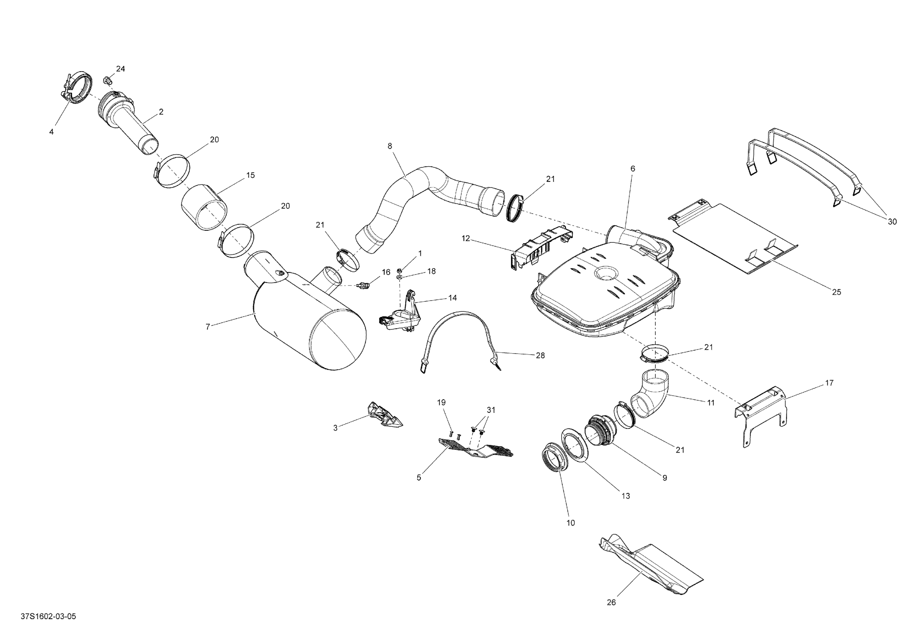 Схема узла: Exhaust System - Without suspension, Engine 300