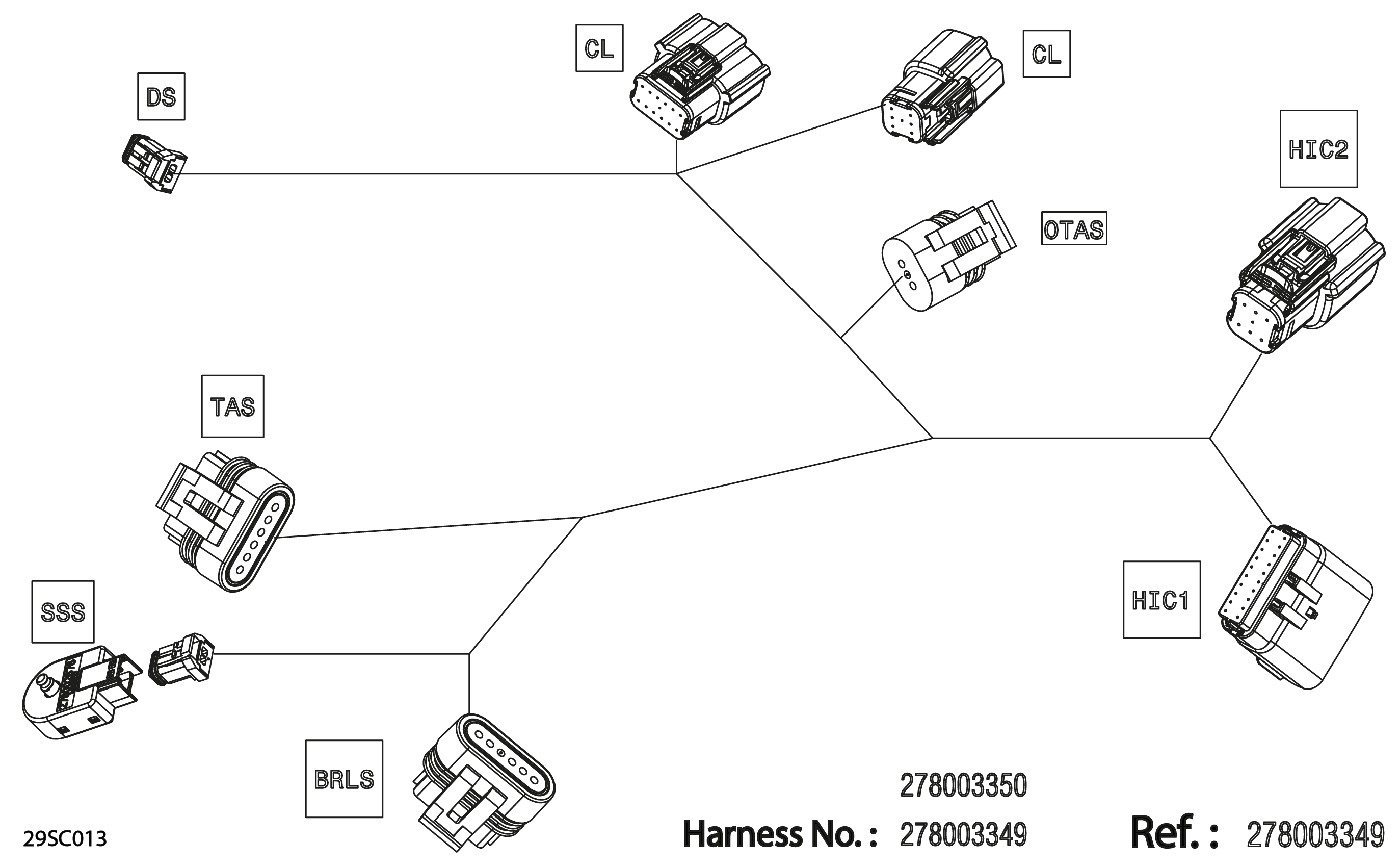 Схема узла: Electric - Steering Wiring Harness - 278003349 - Package BASE Without IBR