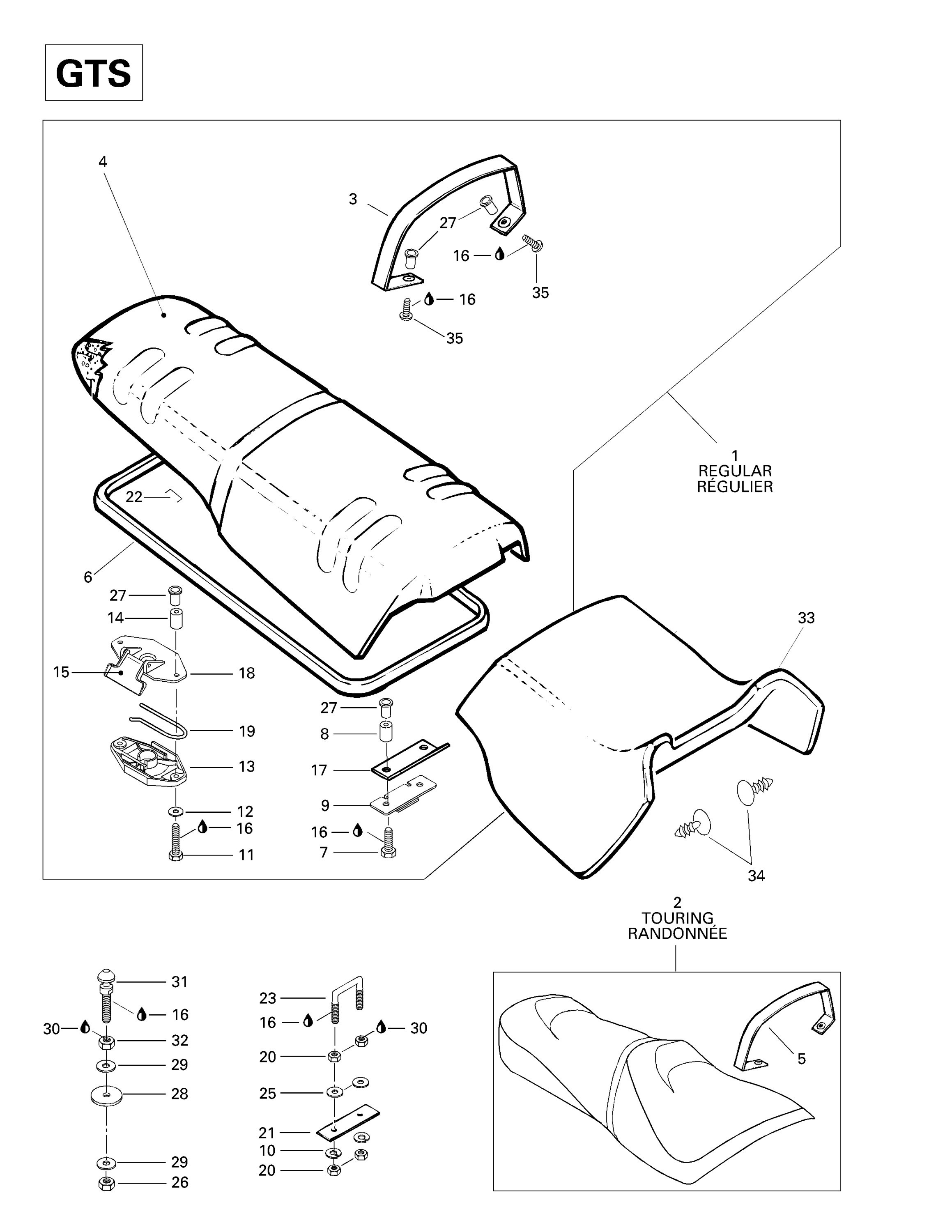 Схема узла: Seat And Engine Cover (GTS)