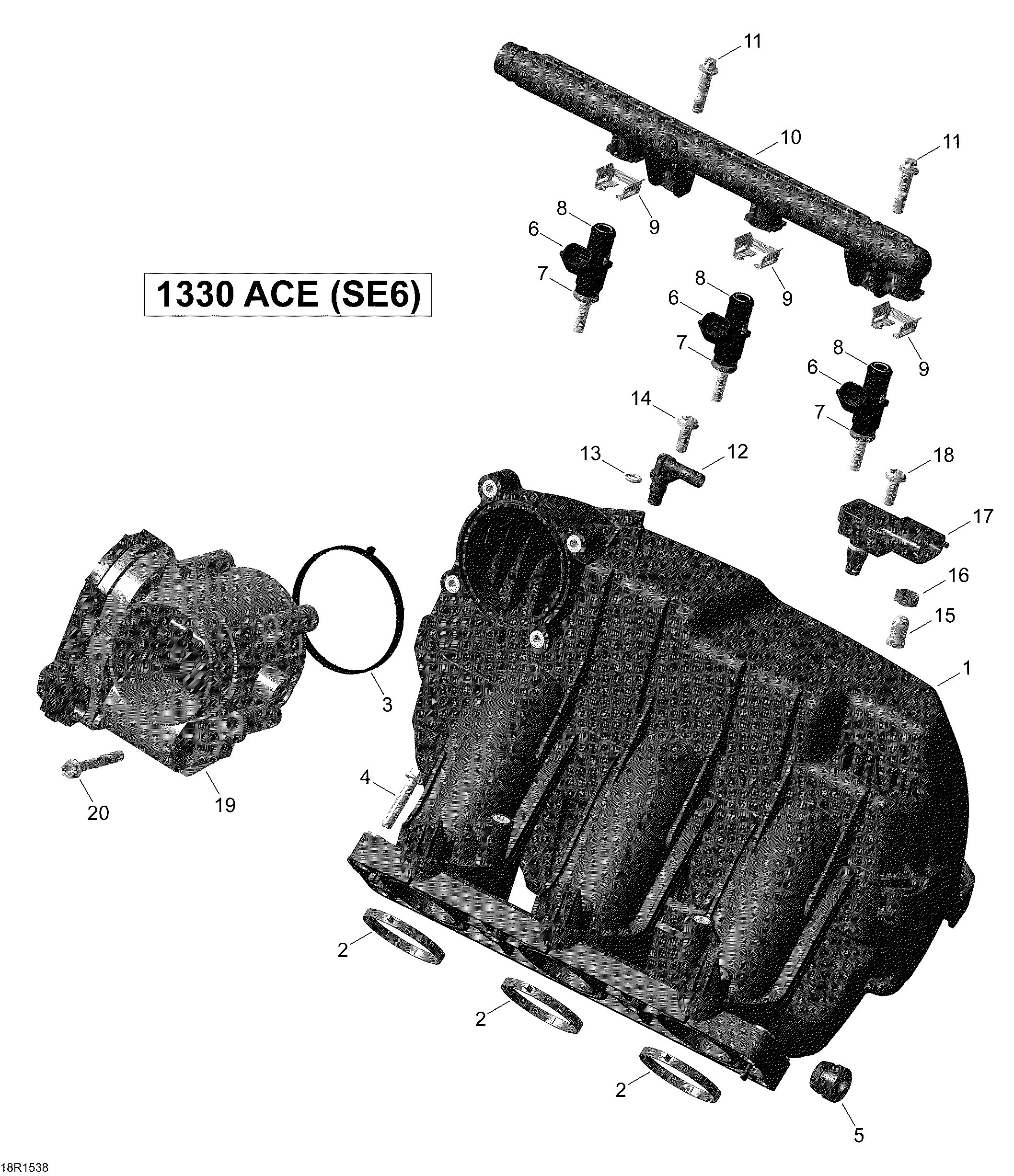 Схема узла: Air Intake Manifold And Throttle Body _18R1537