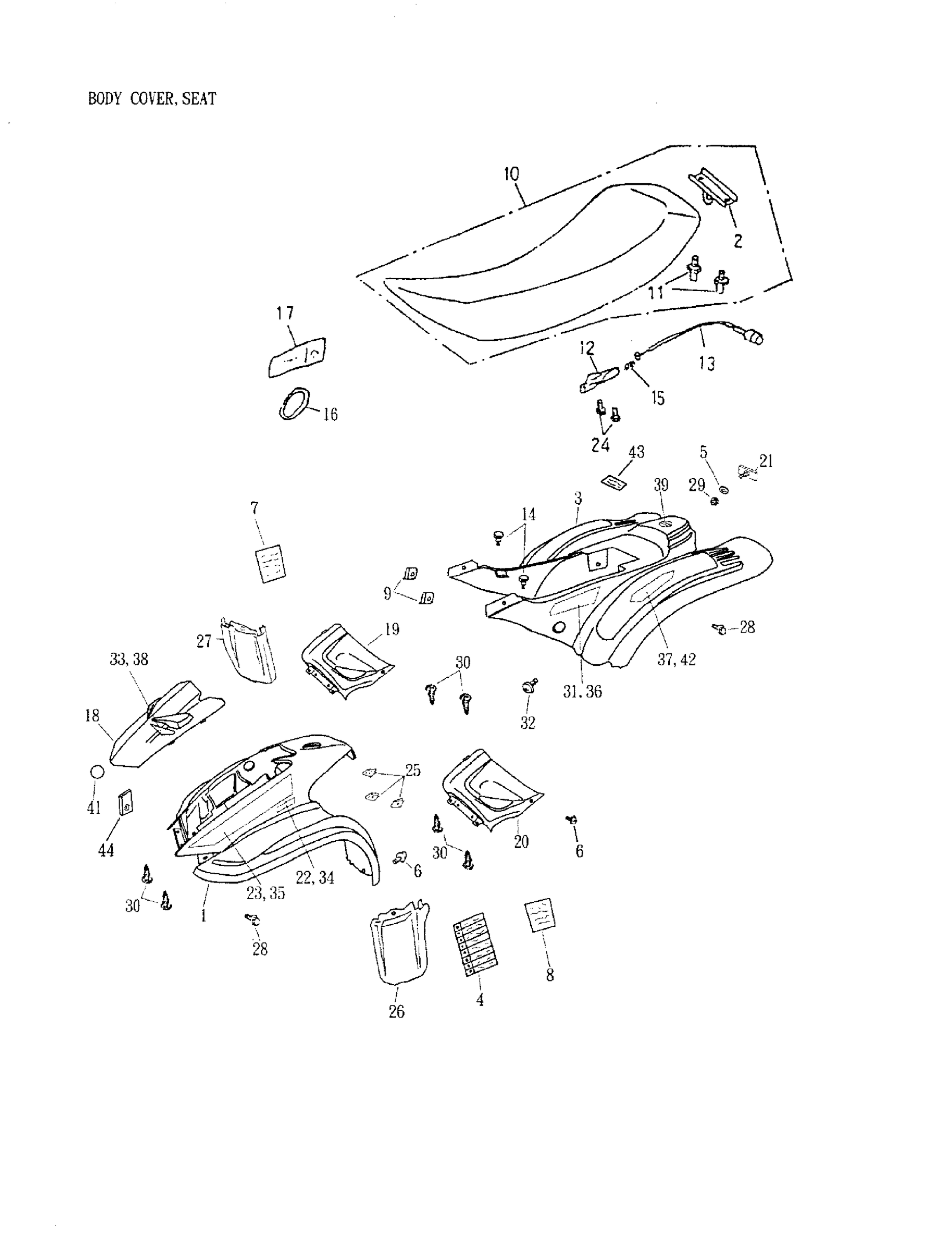 Схема узла: Body Cover, Seat 172-18
