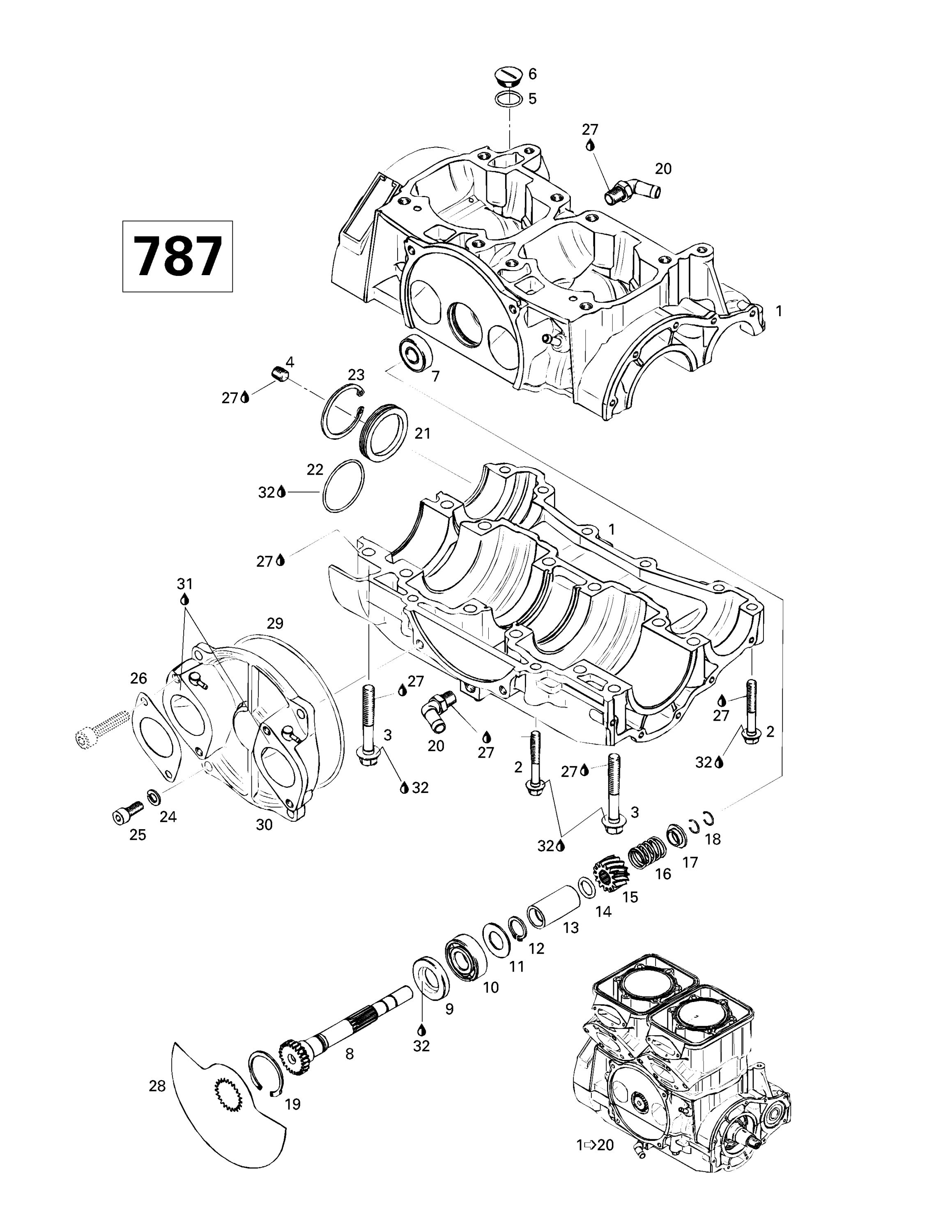 Схема узла: Crankcase, Rotary Valve (787)