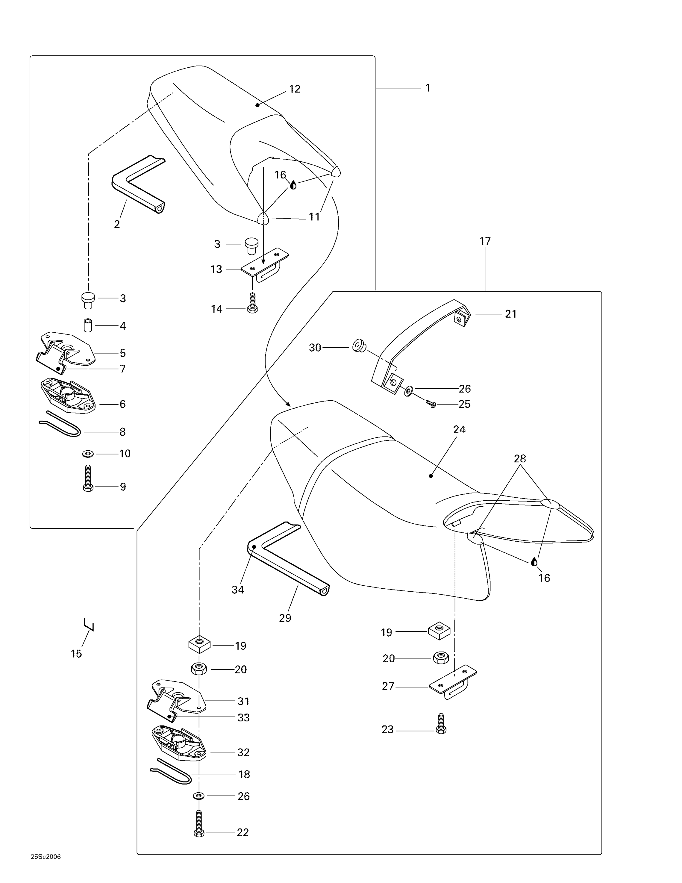 Схема узла: Seat Rear And Front (engine Cover)