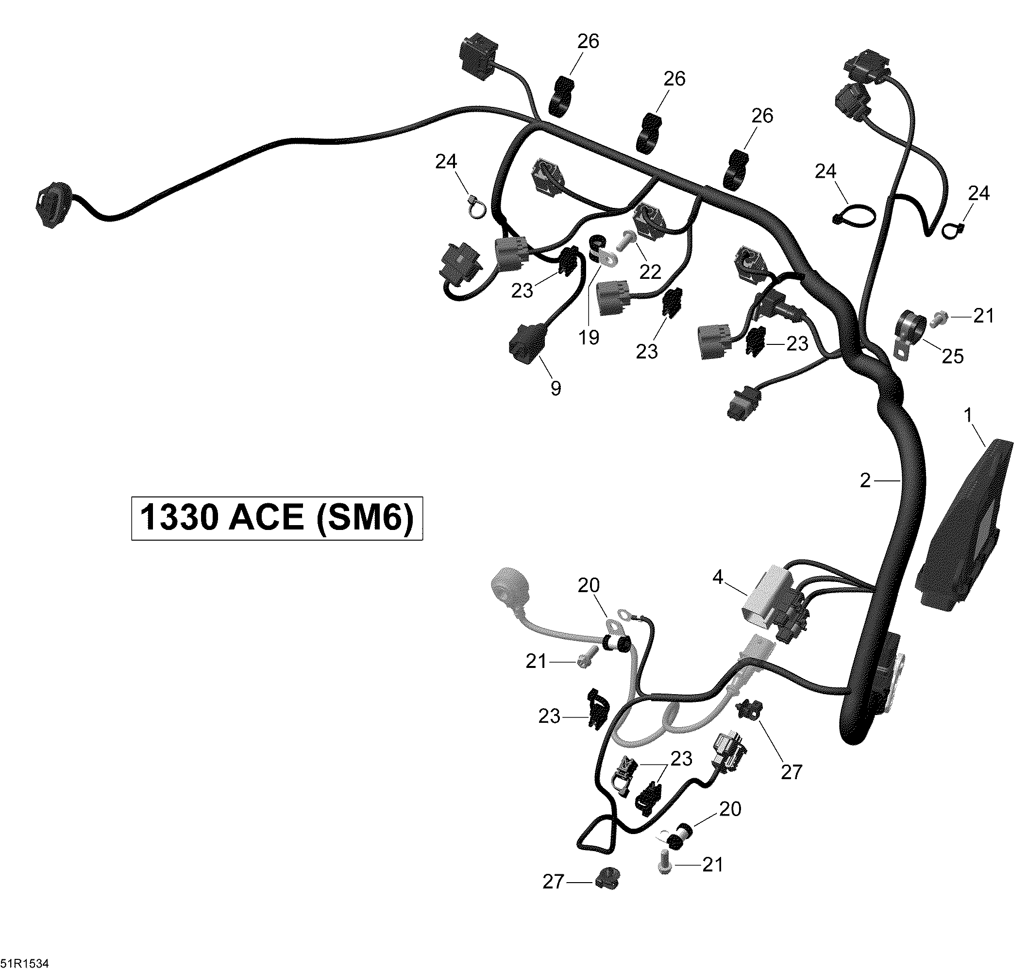Схема узла: Engine Harness And Electronic Module _51R1534