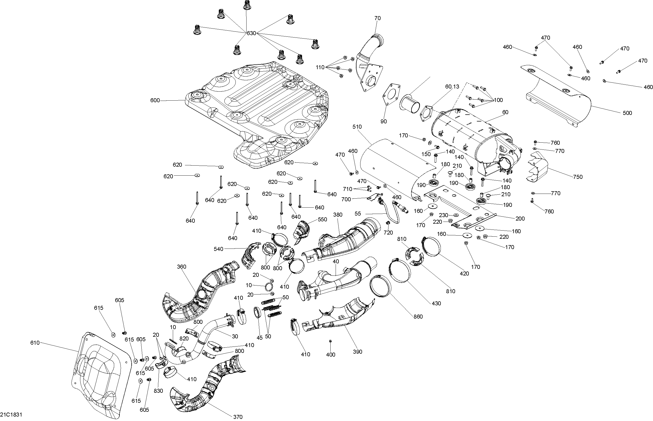 Схема узла: Exhaust Maverick Trail - 800R EFI