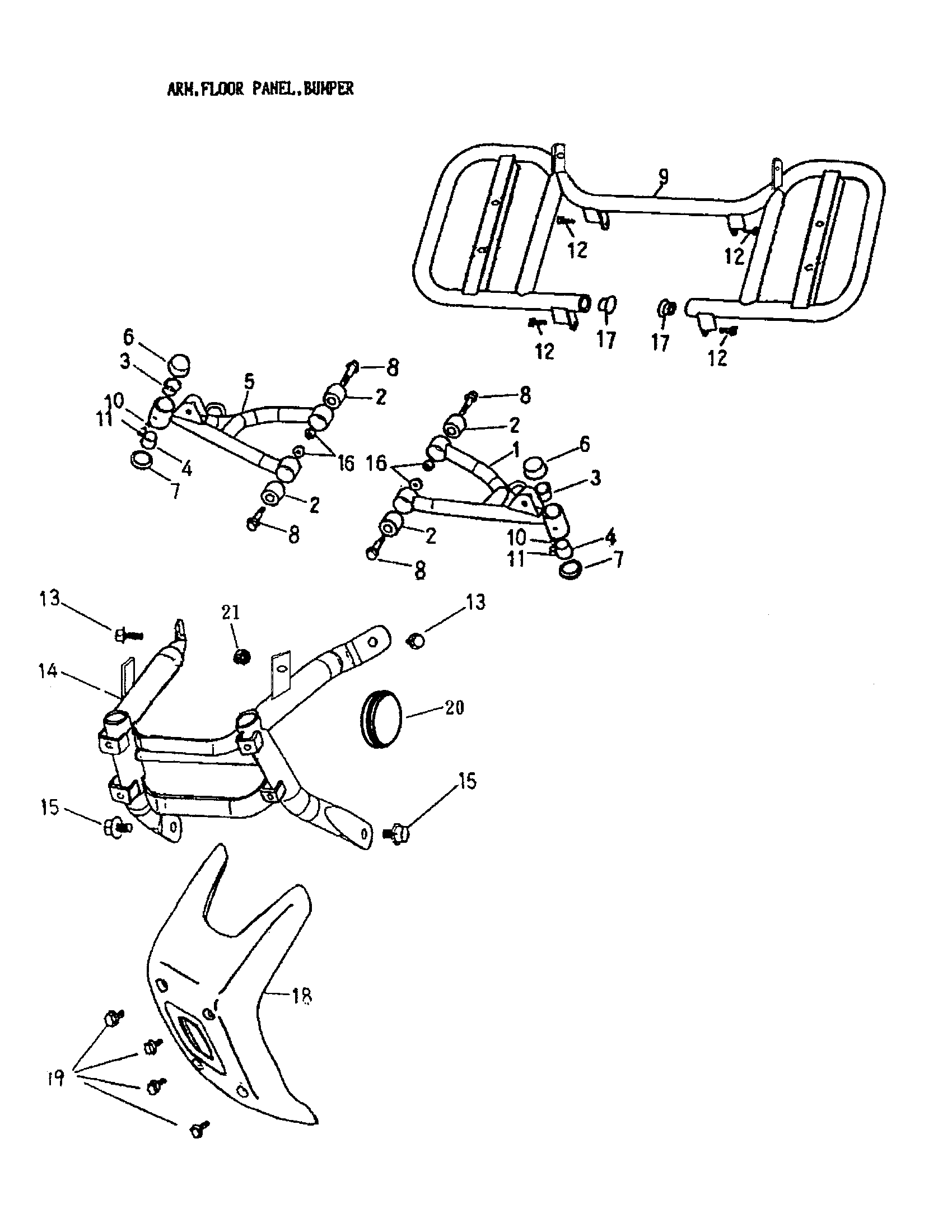 Arm, Foot Rest, Bumper 166-14