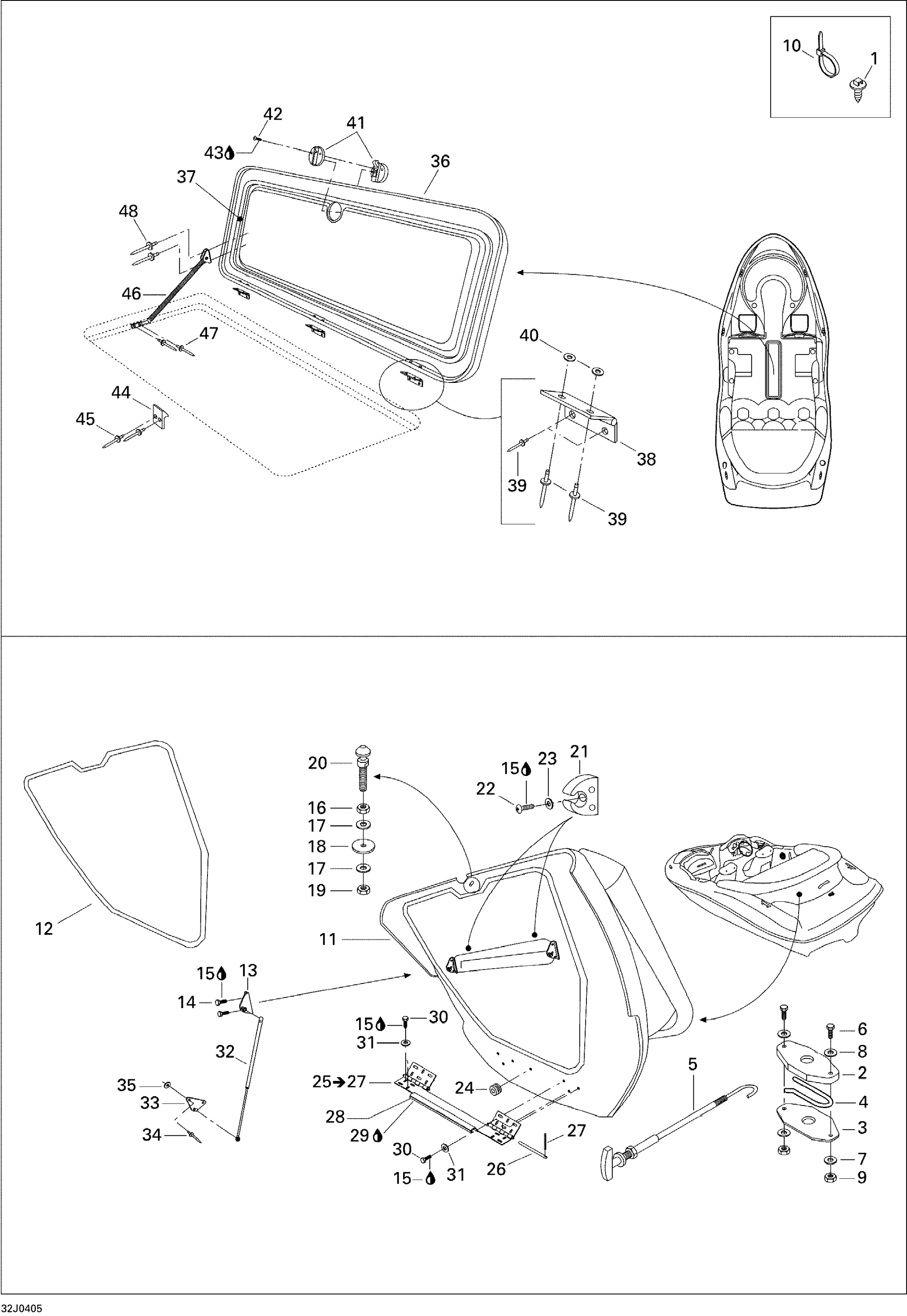 Схема узла: Engine Compartment and Central Cover