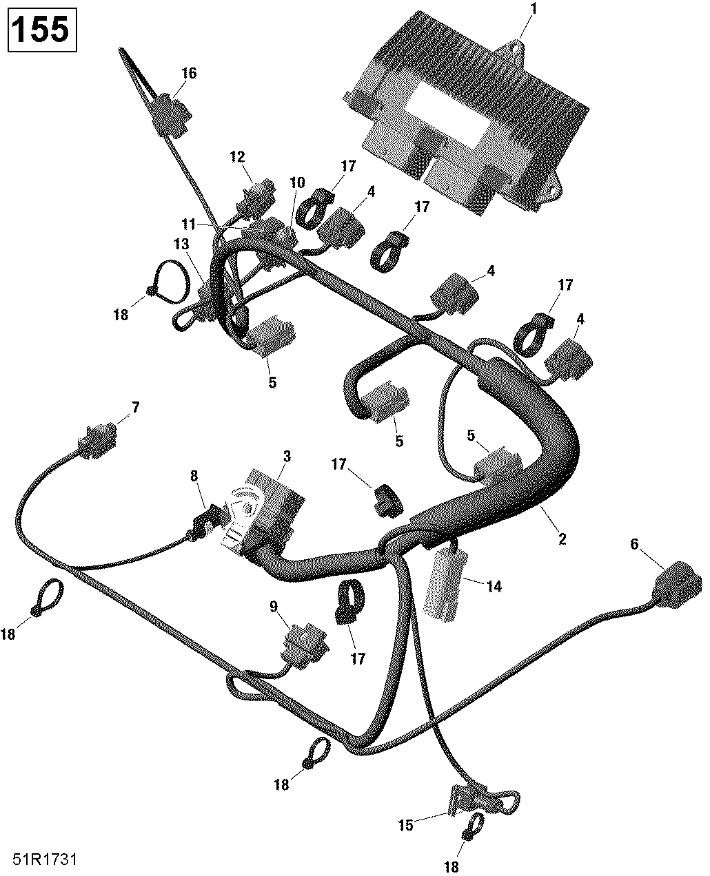 Engine Harness And Electronic Module - 130-155 Model Without Suspension