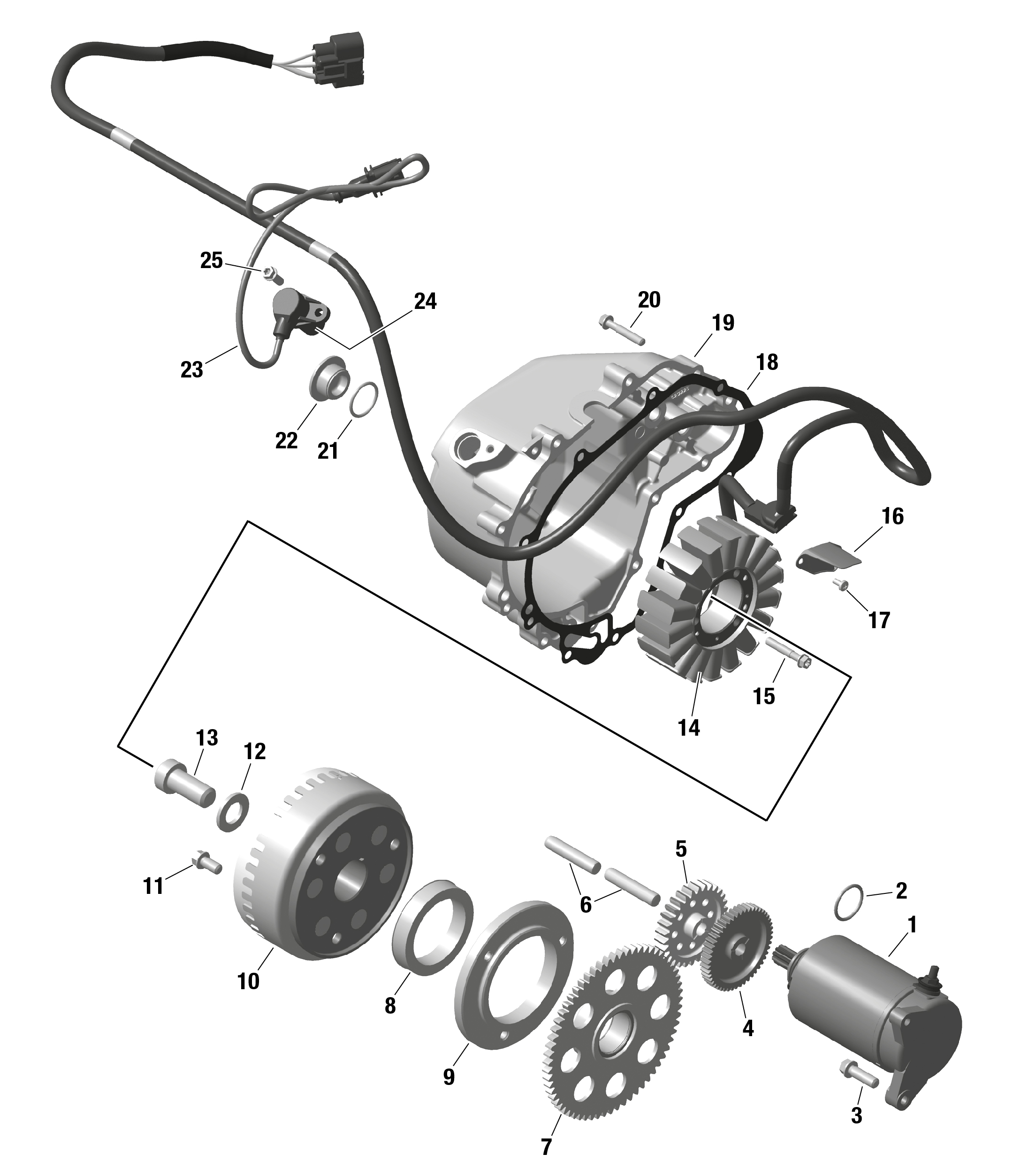 Схема узла: ROTAX - Magneto and Electric Starter