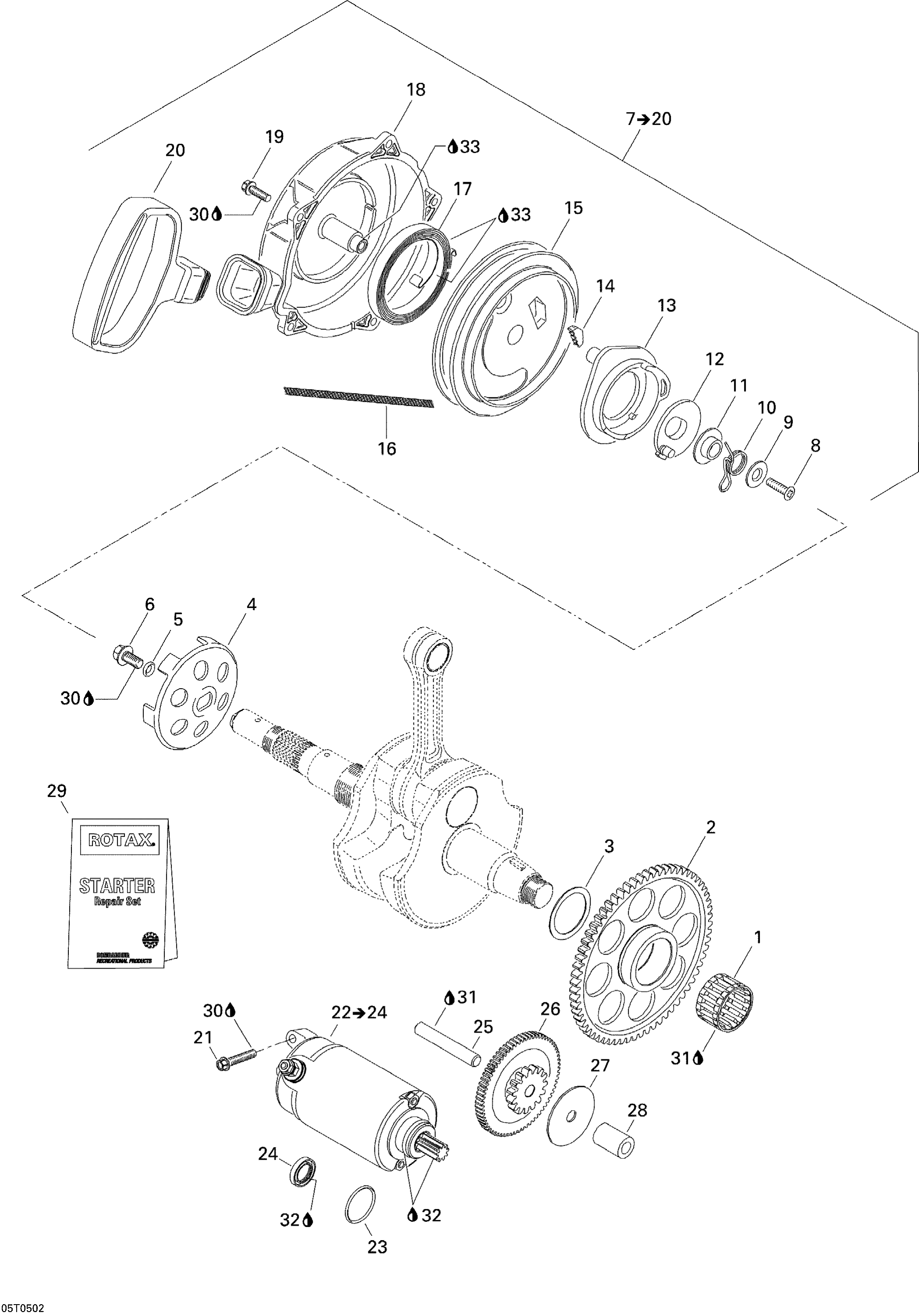Rewind Starter and Electrical Starter