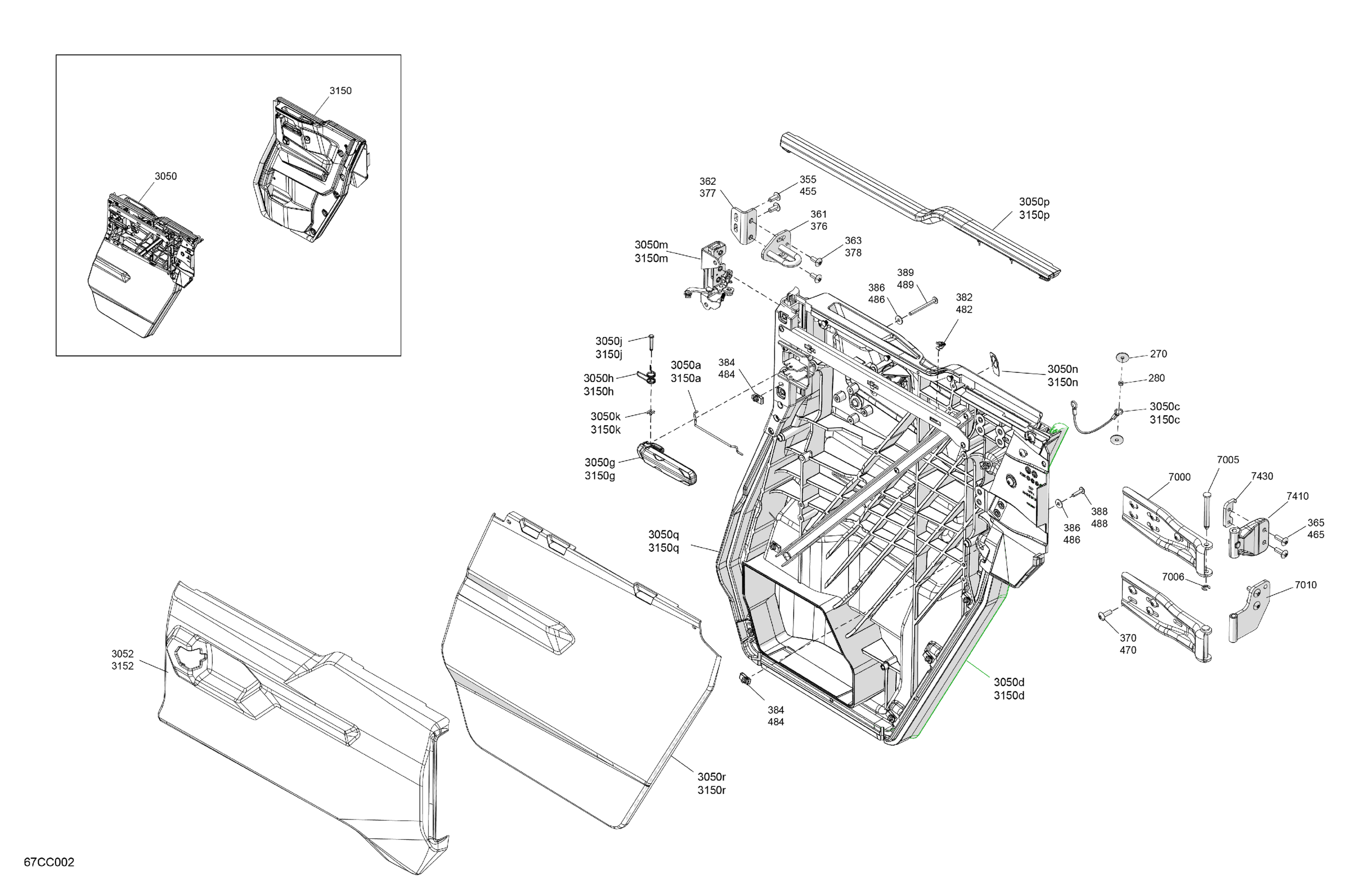 Схема узла: Enclosure Cab - Rear Doors