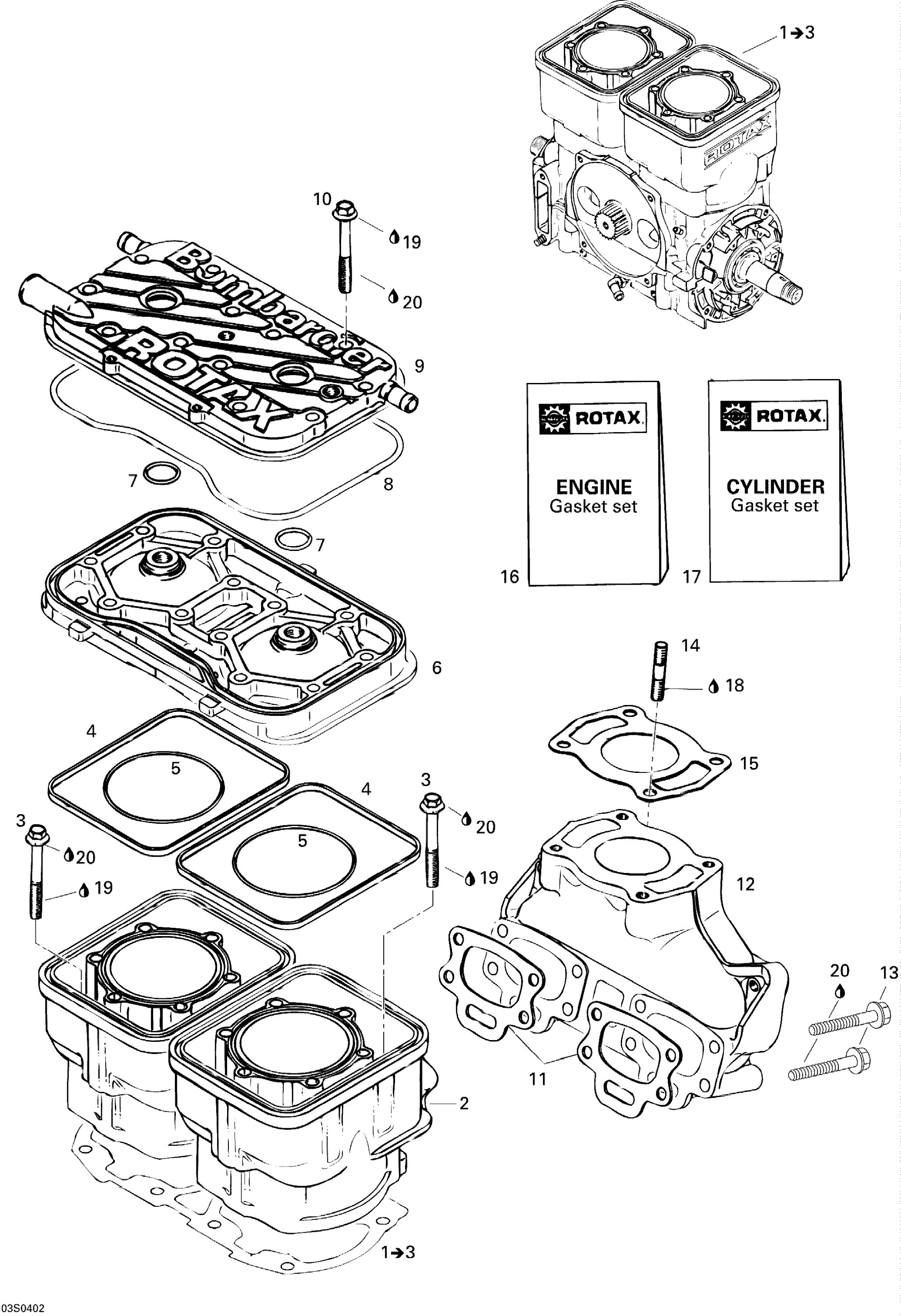 Схема узла: Cylinder, Exhaust Manifold