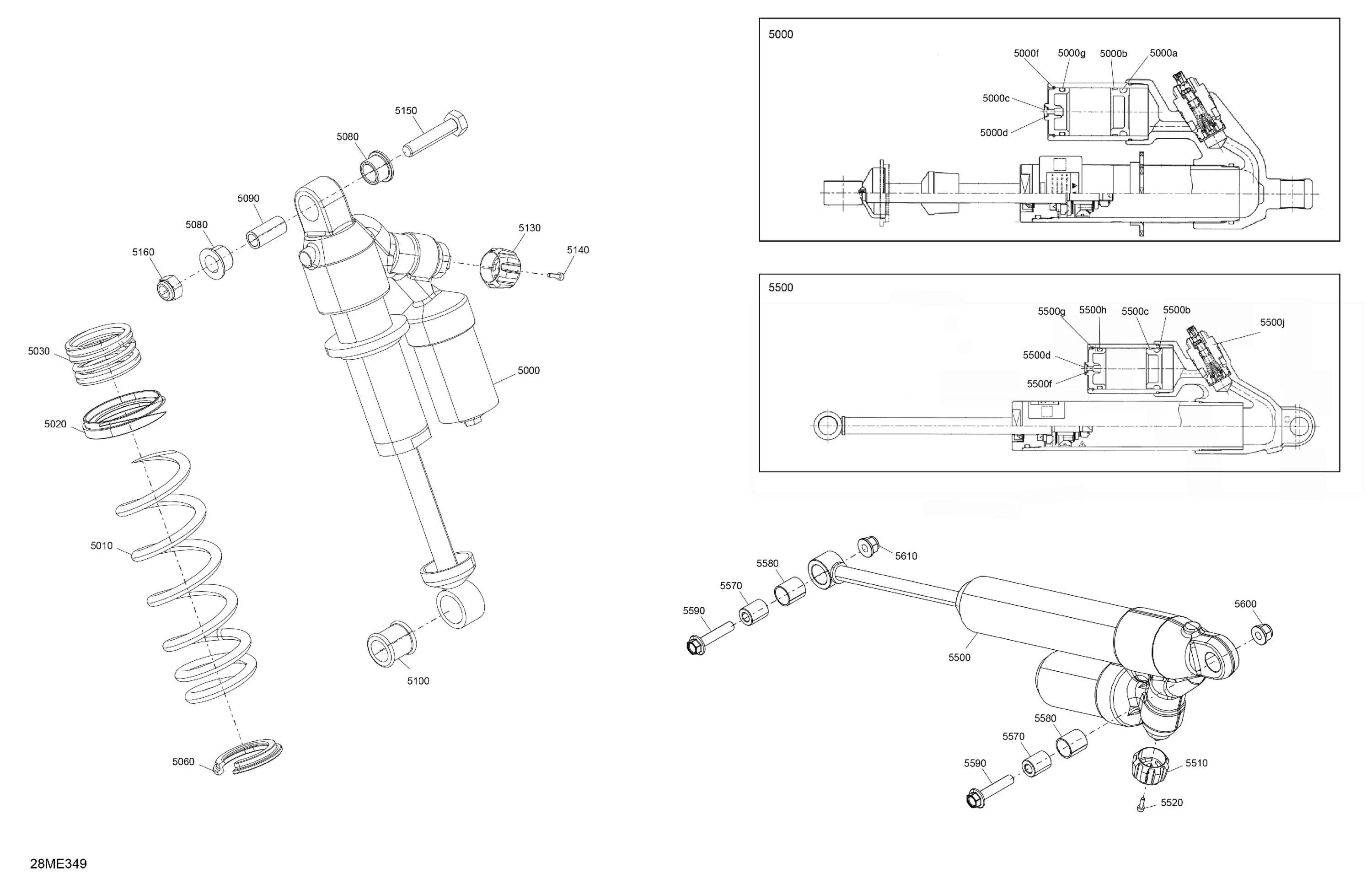 Схема узла: Suspension - Rear Shocks