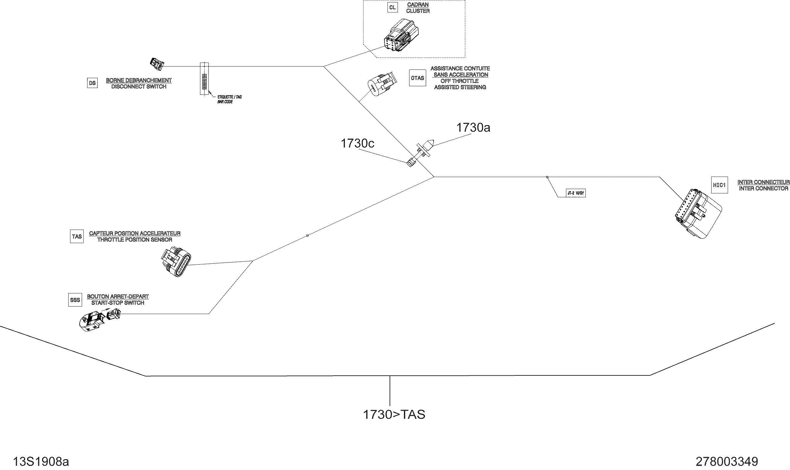 Схема узла: Electrical Harness 278003349 Steering, Package Base WO iBR