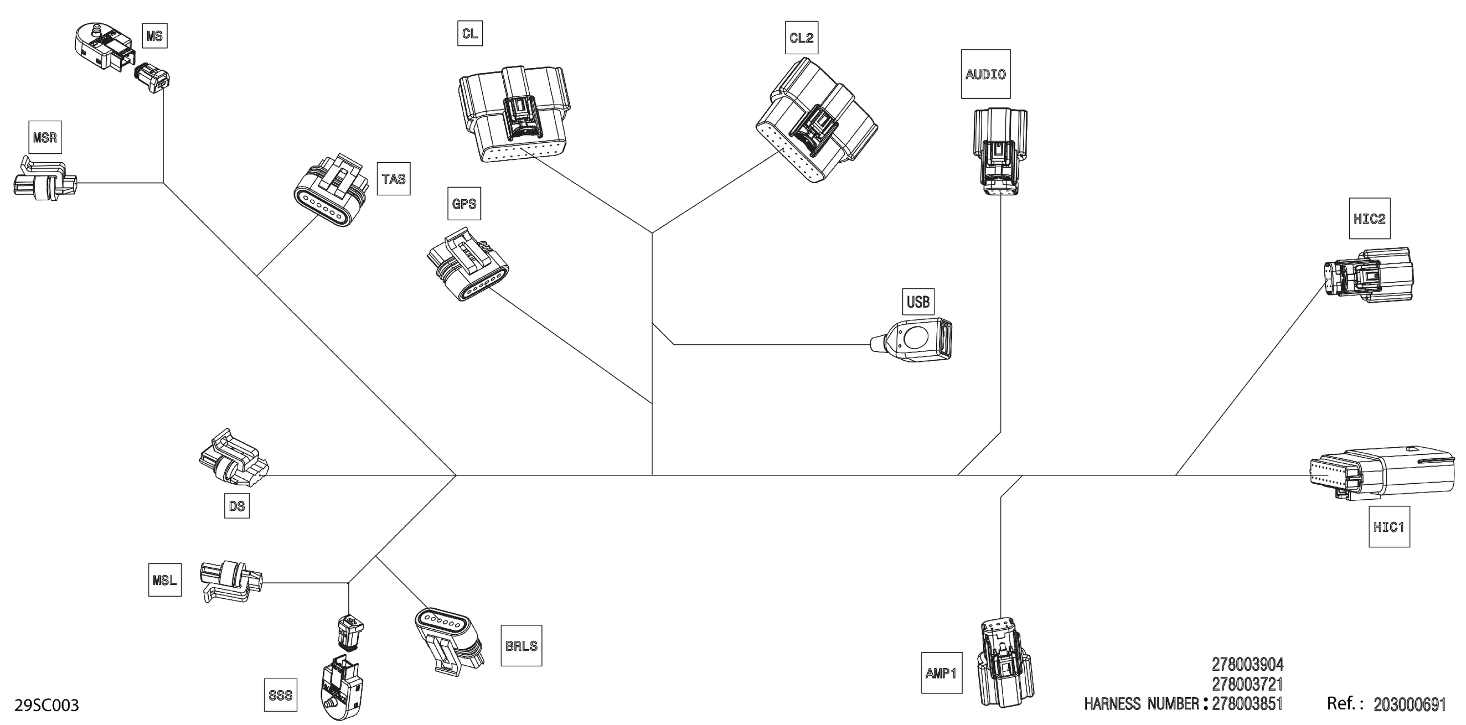 Схема узла: Electric - Steering Wiring Harness - 278003904
