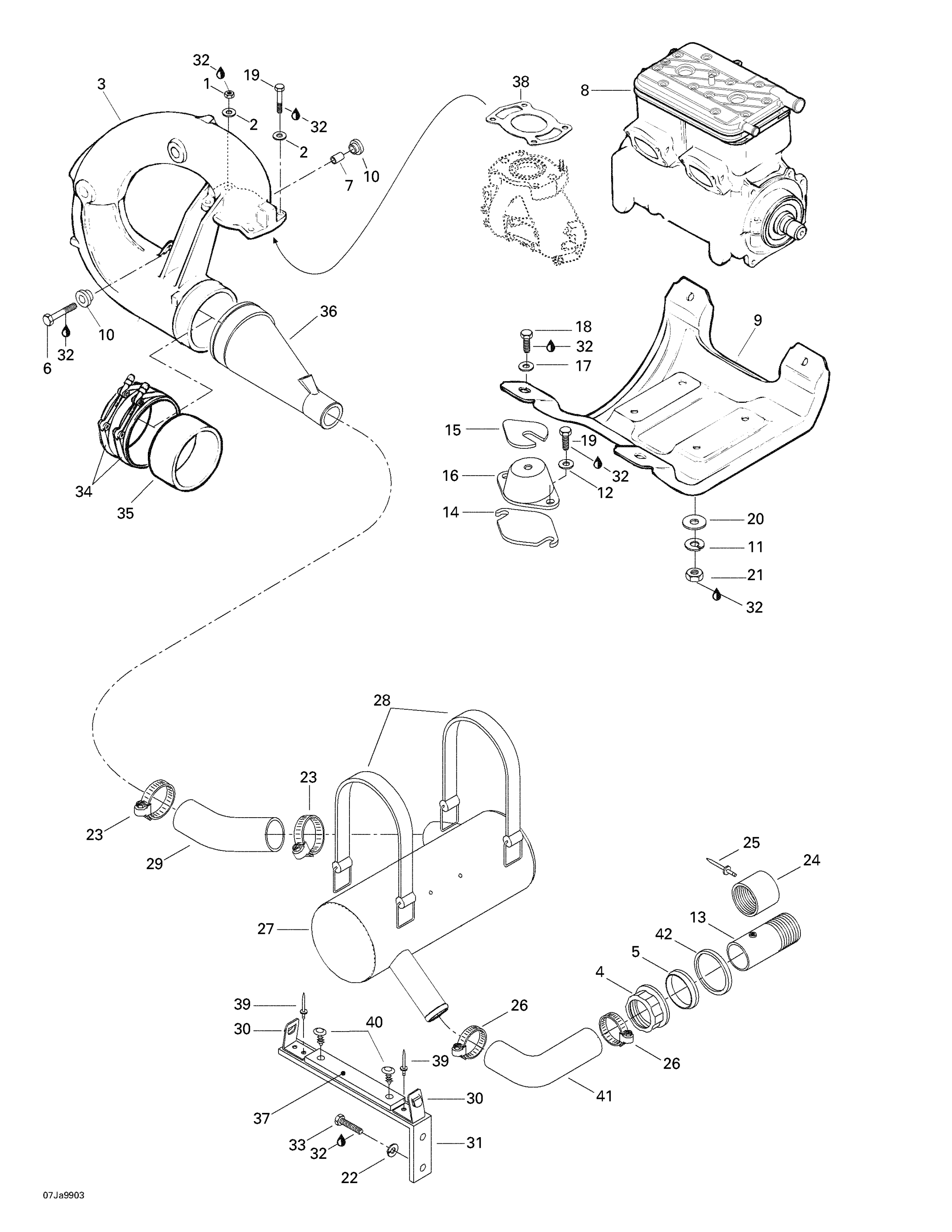 Engine Support And Muffler