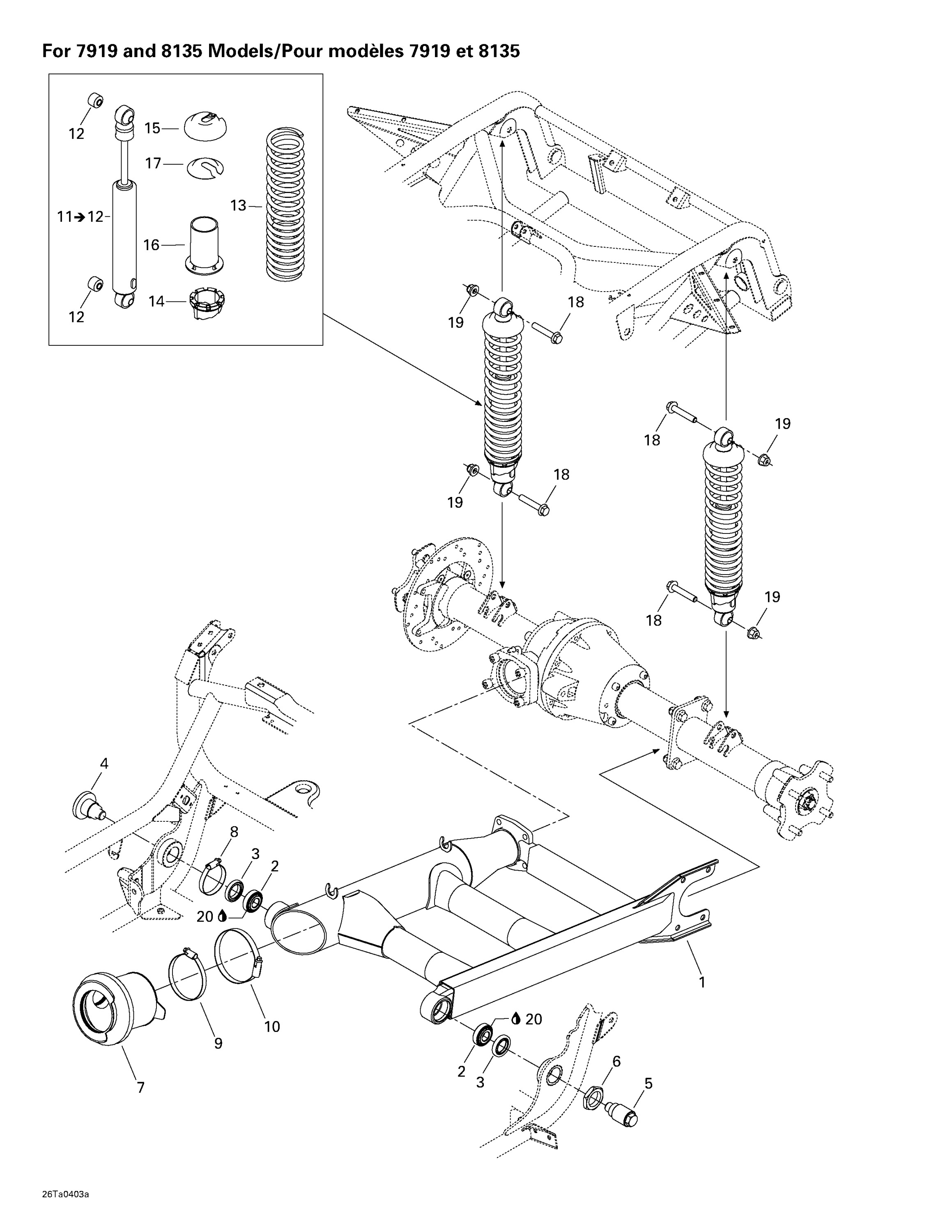 Схема узла: Rear Suspension (for 7919 And 8135 Models)
