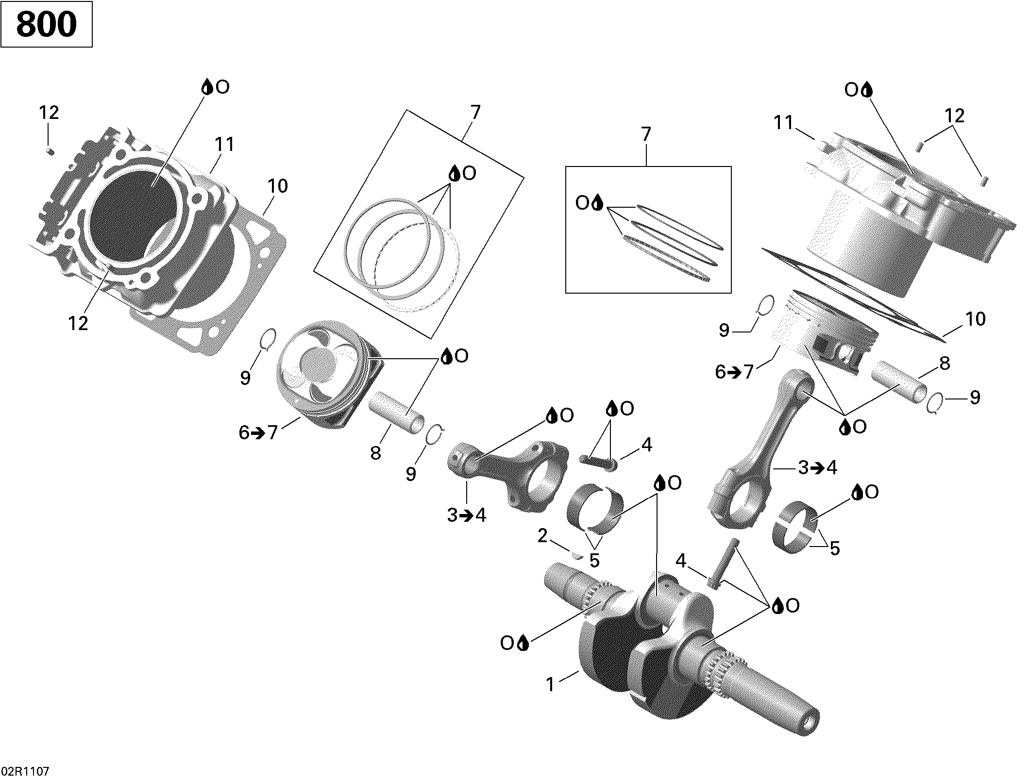 Схема узла: Crankshaft, Piston And Cylinder