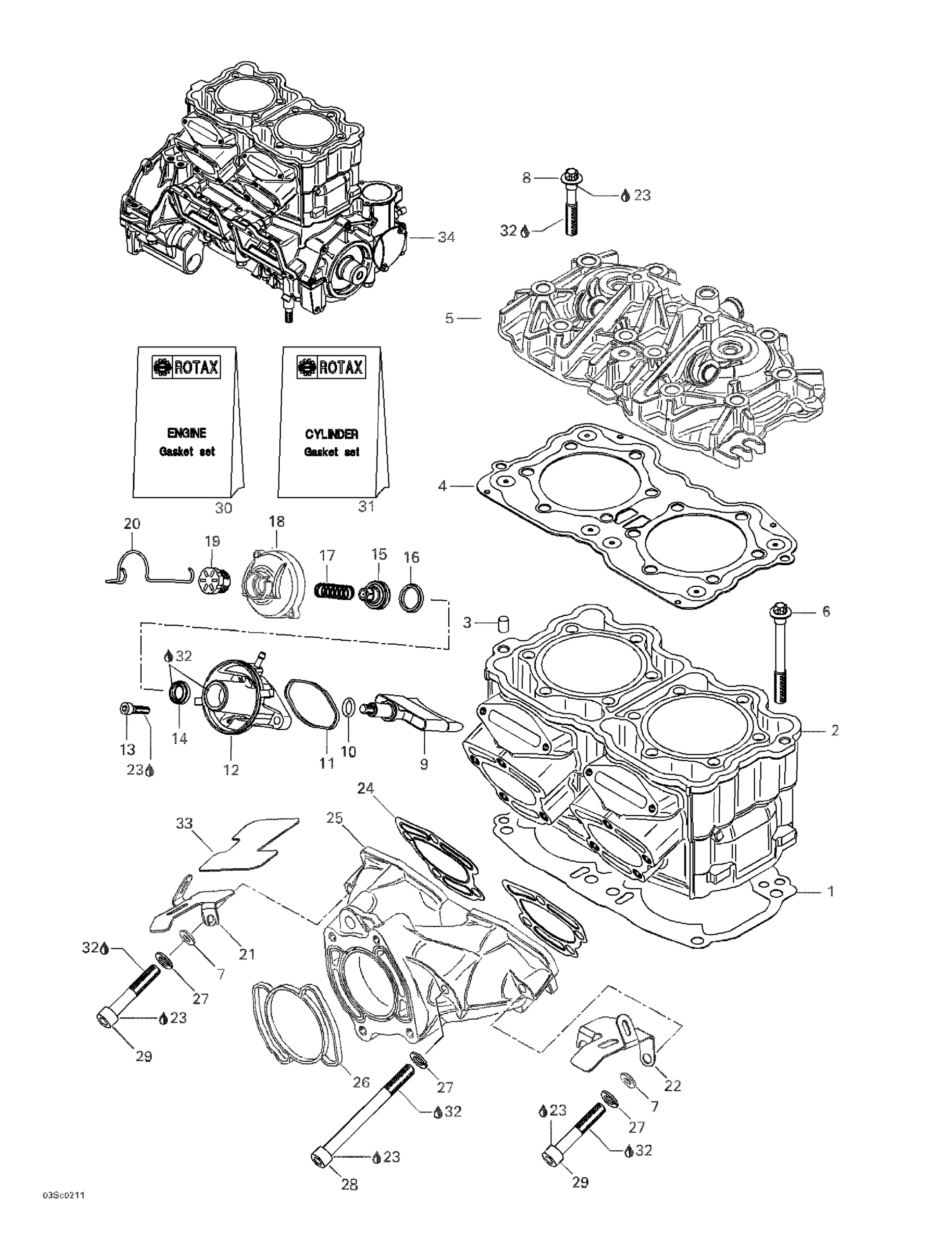Схема узла: Cylinder, Exhaust Manifold