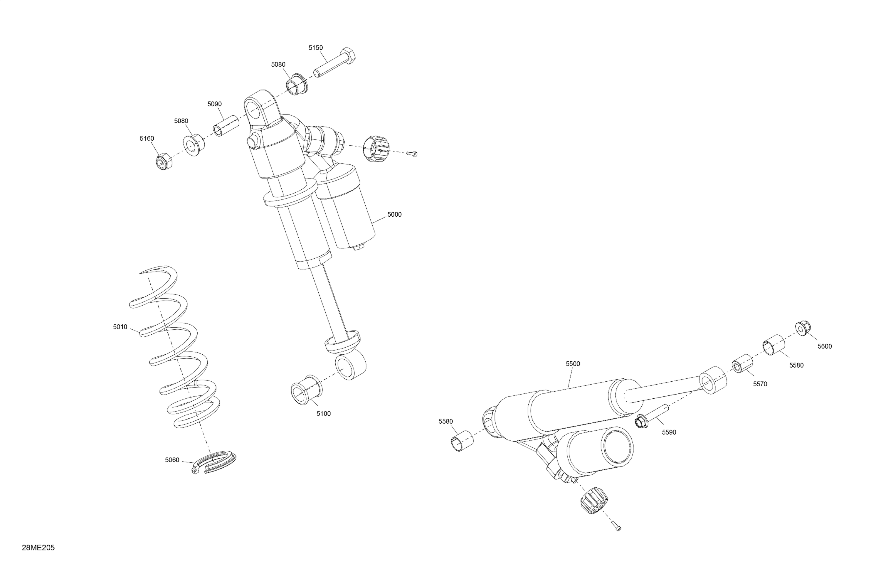 Схема узла: Suspension - Rear Shocks
