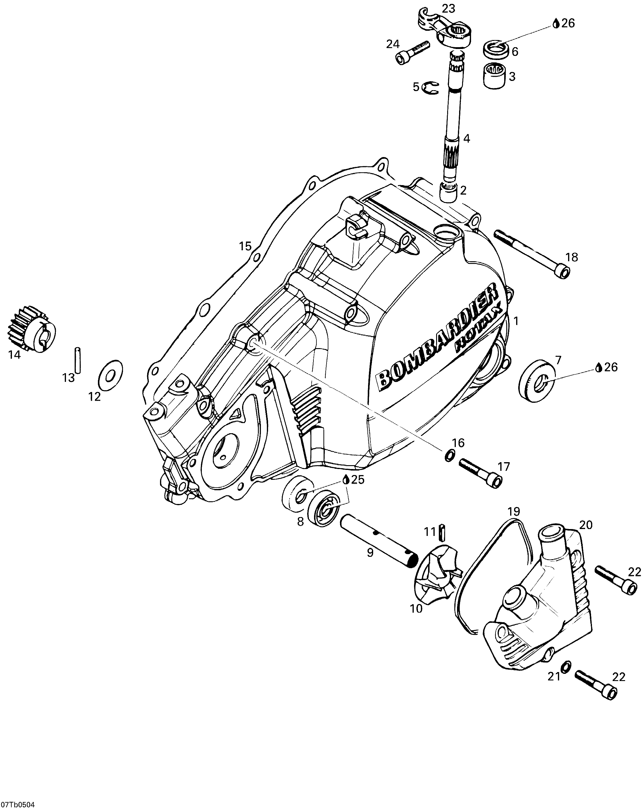 Схема узла: Clutch Housing And Water Pump