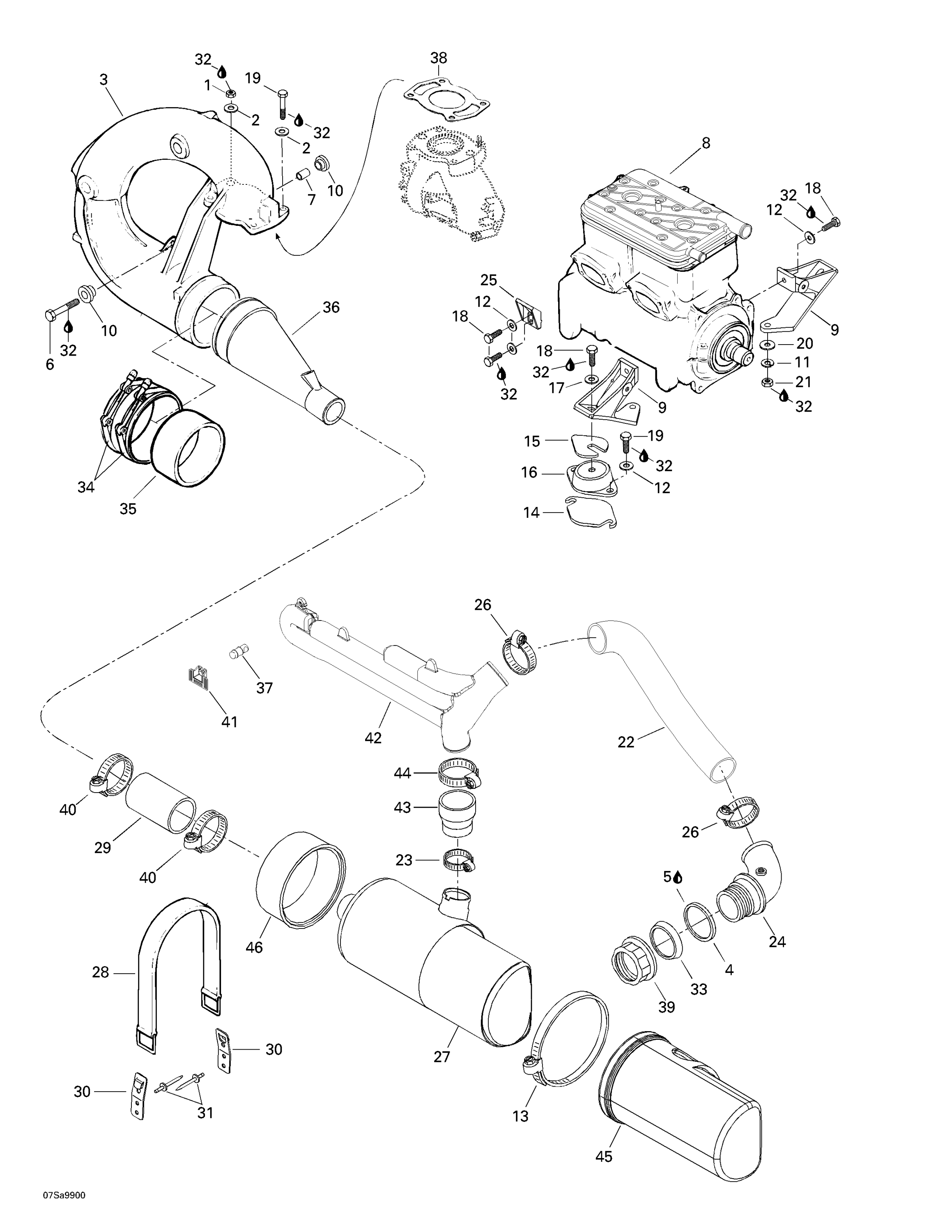 Схема узла: Engine Support And Muffler