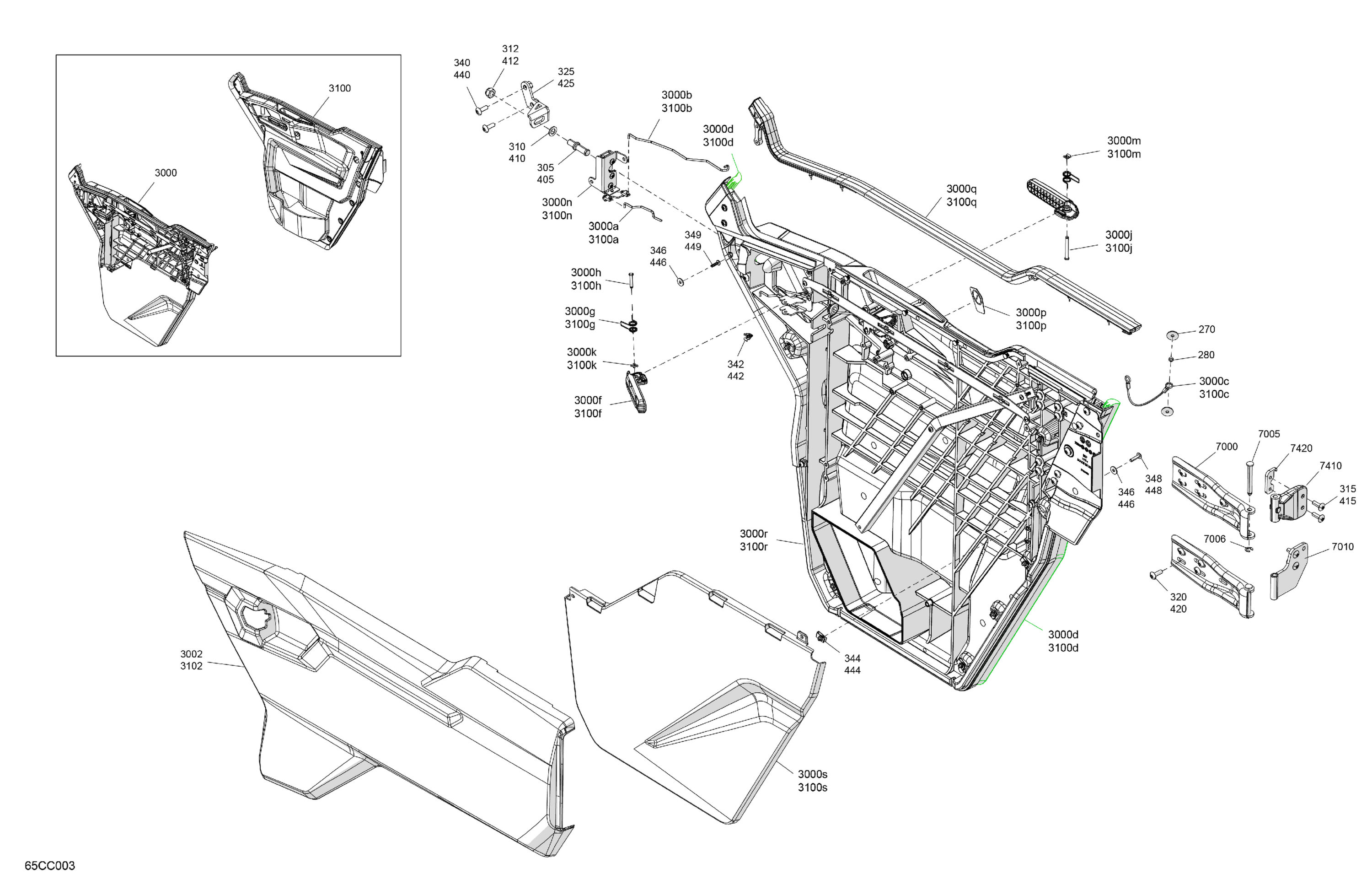Схема узла: Enclosure Cab - Front Doors