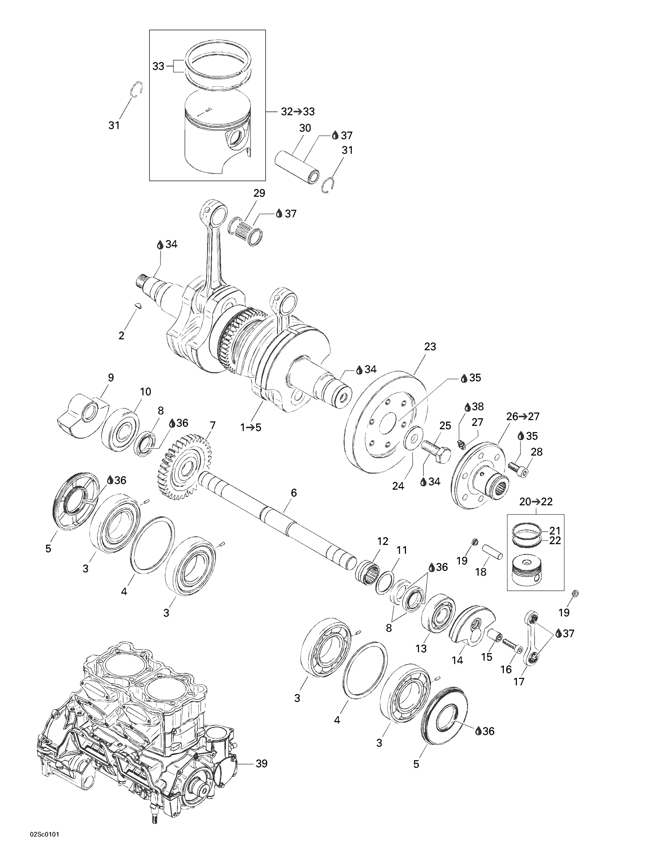Схема узла: Crankshaft And Pistons